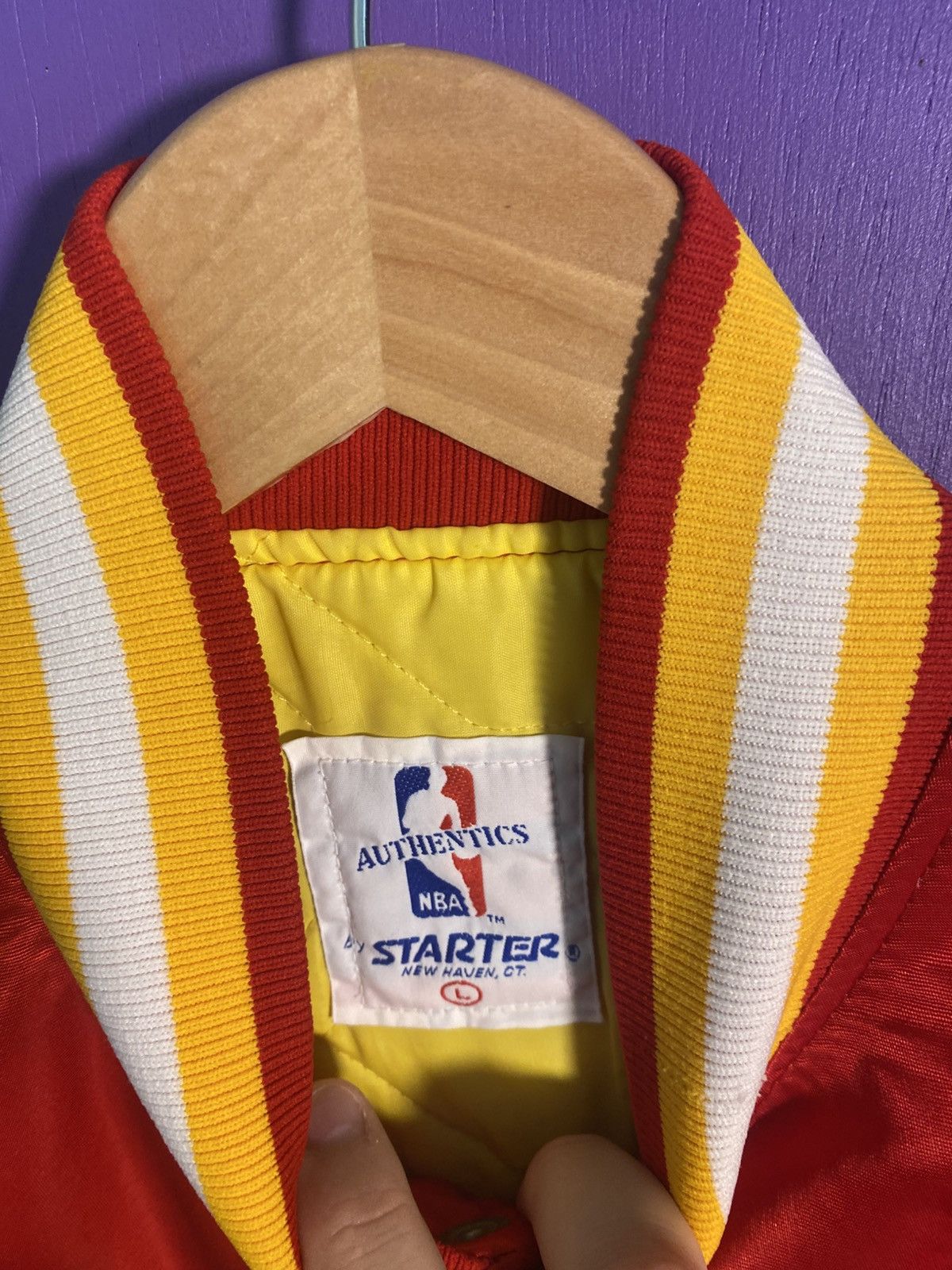 NBA × Starter × Vintage Vintage 80s Starter Houston rockets satin jacket Size US L / EU 52-54 / 3 - 4 Thumbnail