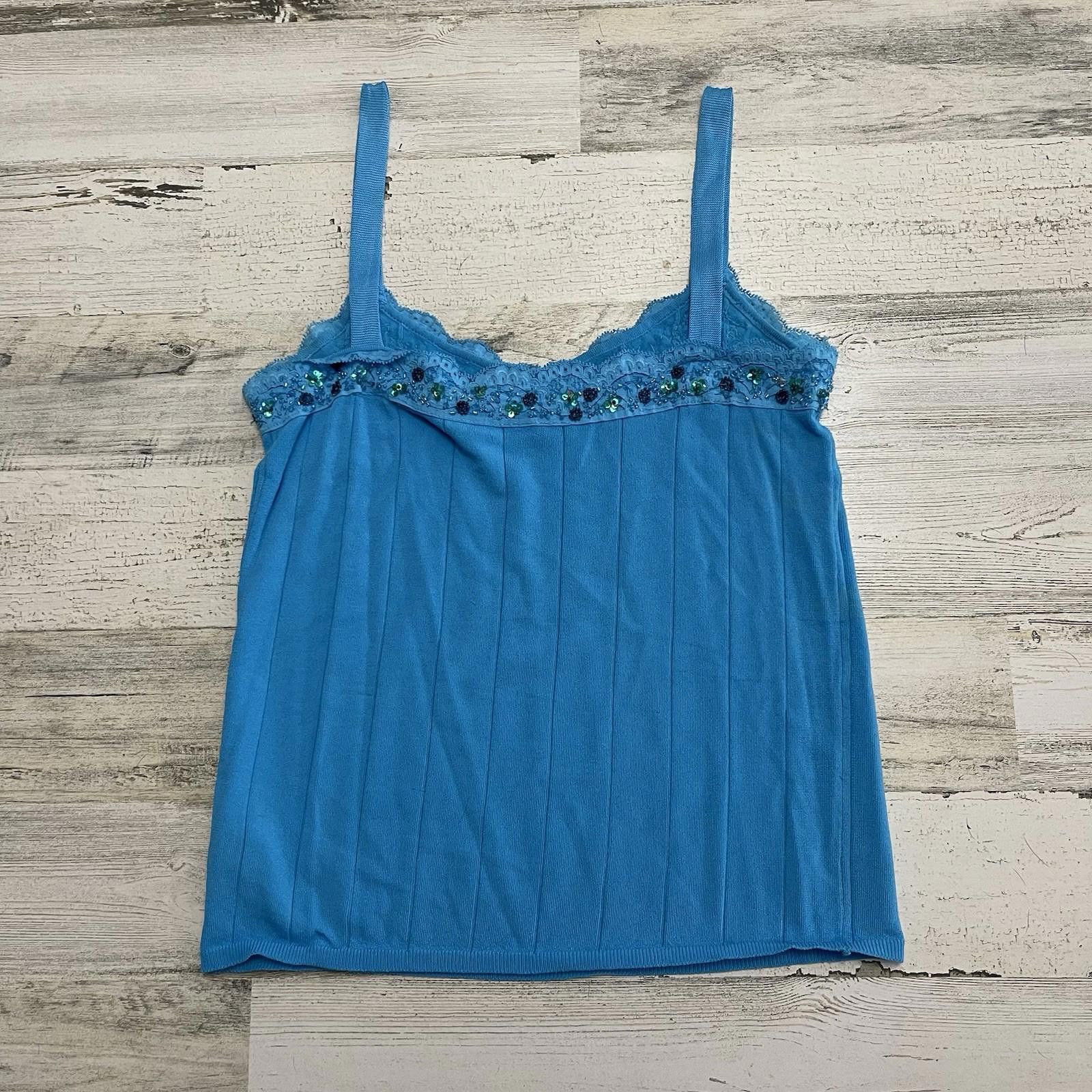 Designer Blue Items Fairy Y2K lace floral bead tank Large Size L / US 10 / IT 46 - 3 Thumbnail