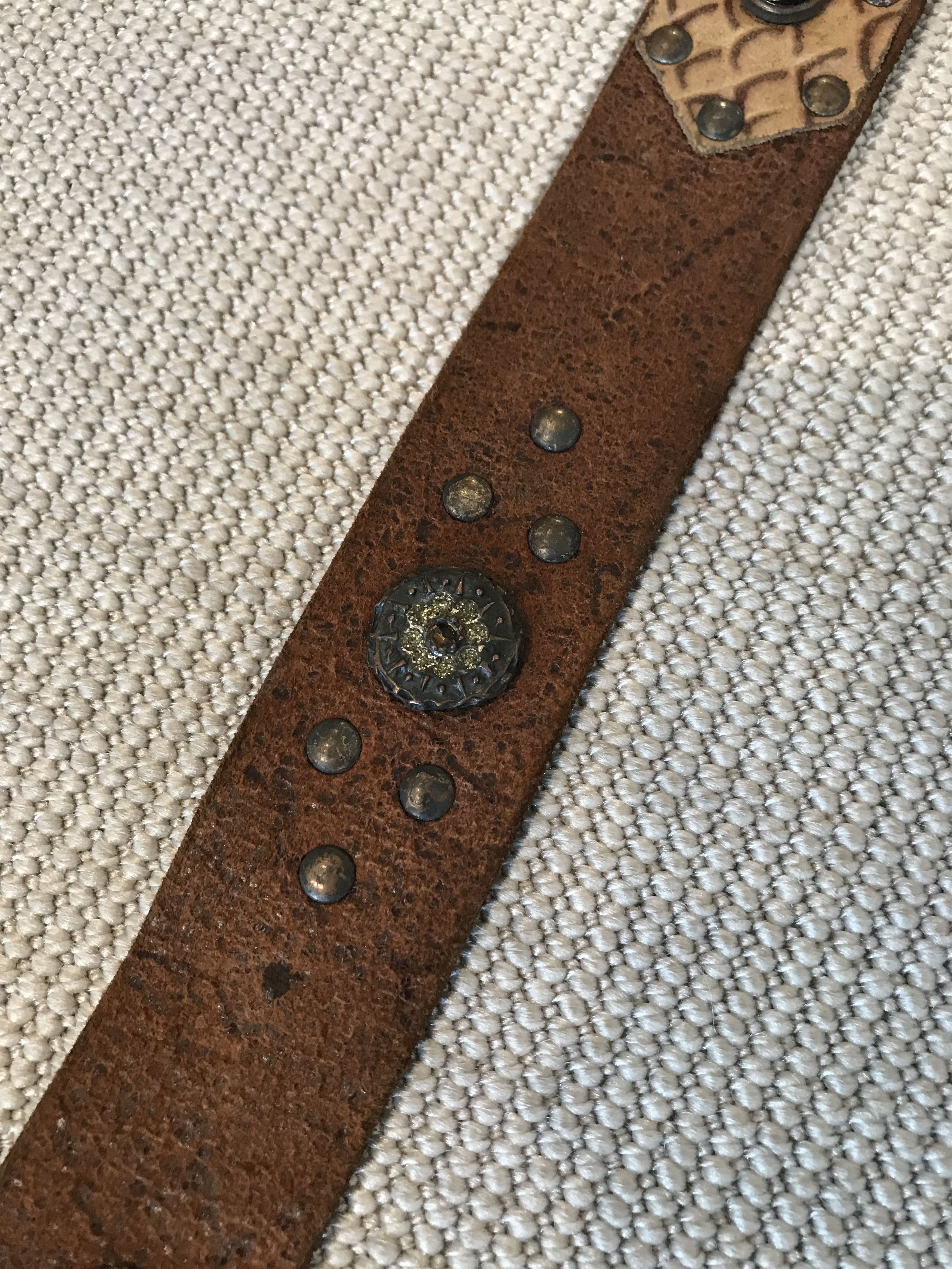 Hollywood Trading Company Vintage Studded leather belt Size 38 - 7 Thumbnail