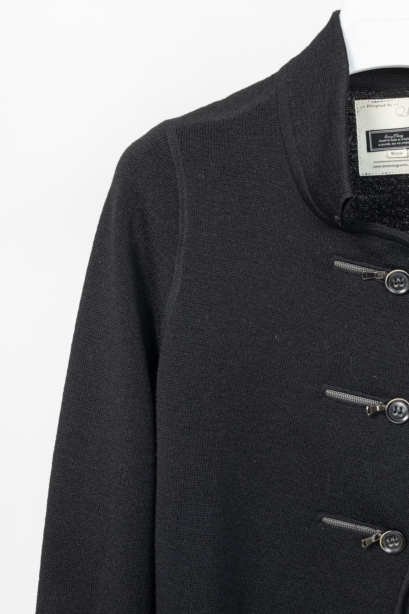 Annette Gortz Annette Gortz AW09 Chita Black Wool-Blend Buttoned Jacket Size M / US 6-8 / IT 42-44 - 5 Thumbnail