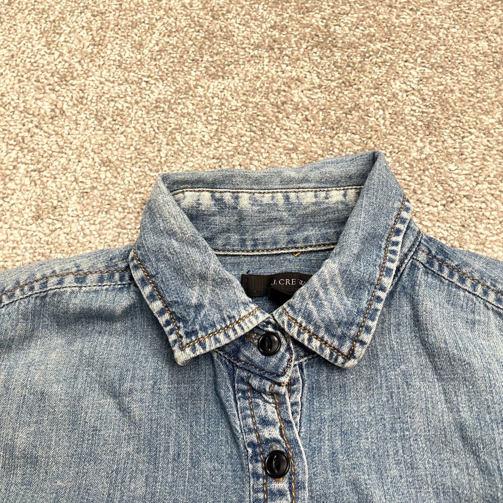 J.Crew J.Crew Button-Up Shirt Women 00 Blue Chambray Cotton Classic Popover Casual Shirt Women Size XXS / US 00 / IT 34 - 4 Thumbnail