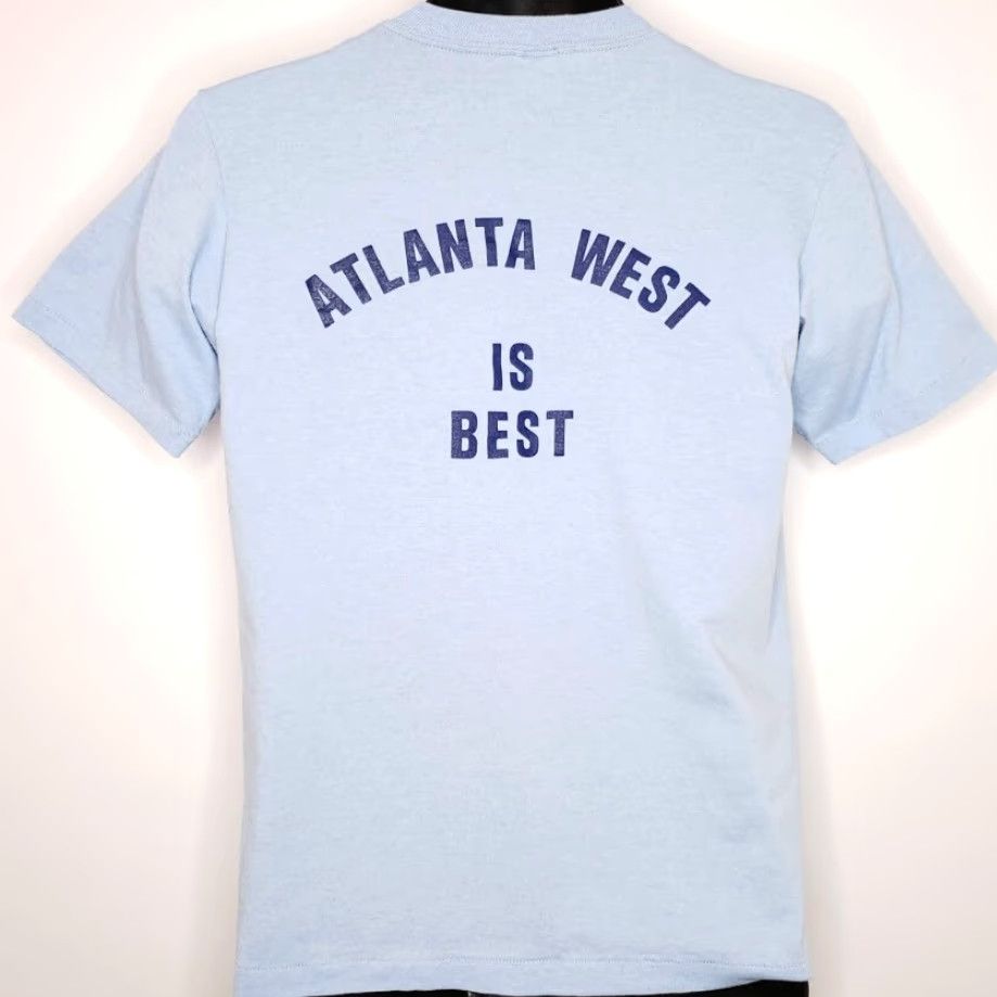 Vintage VINTAGE Wang Atlanta T Shirt Mens Medium 80s Georgia Made In USA City Election Graphic Tee Blue Cotton Blend Short Sleeve Crew Neck Sportswear Mens Size US M / EU 48-50 / 2 - 5 Thumbnail
