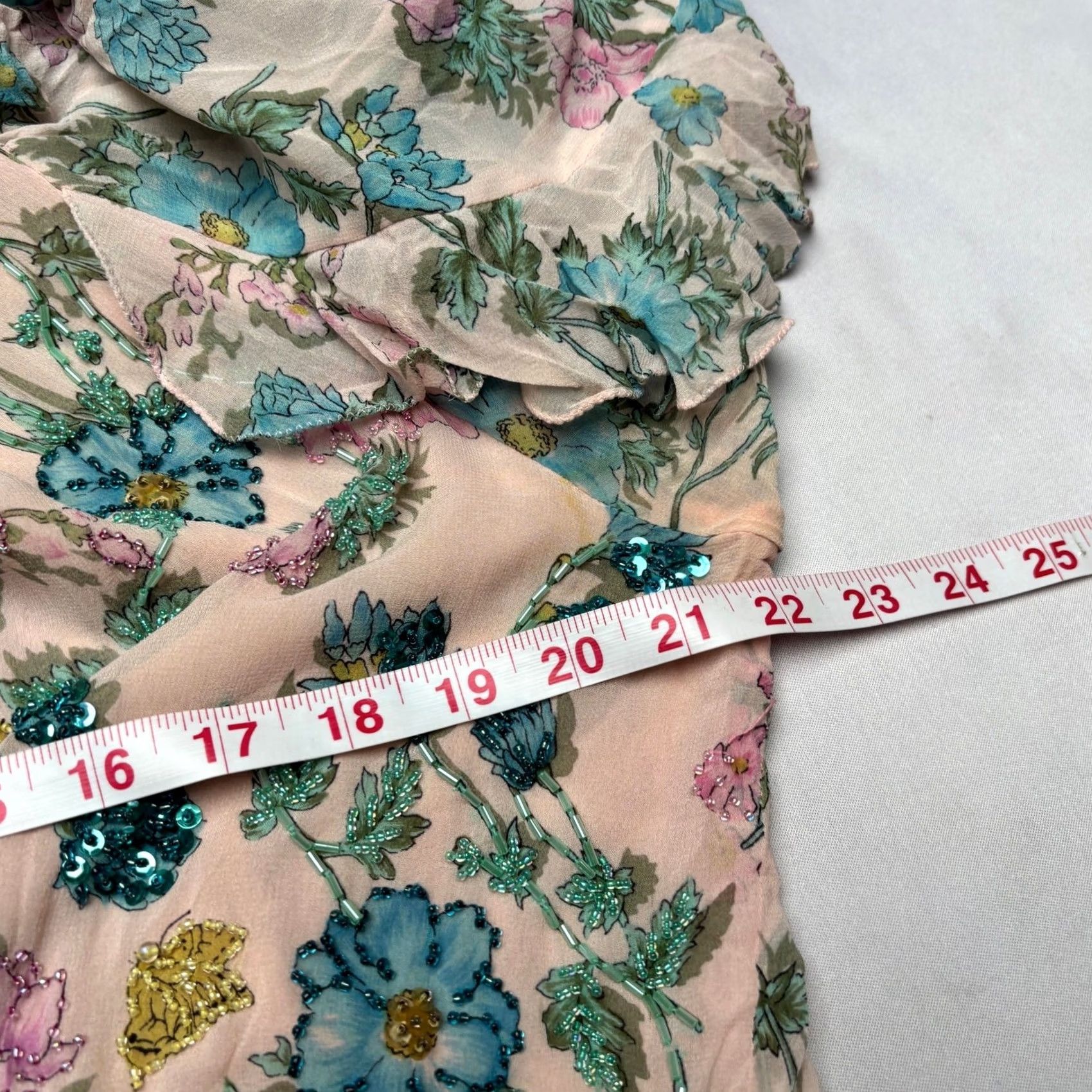 Vintage VINTAGE Diane Freis Silk Dress Floral Pink Boho Fairy Cottage Dress Women One Size Hong Kong 80s Ruffle Fit & Flare Womens Size ONE SIZE - 5 Thumbnail