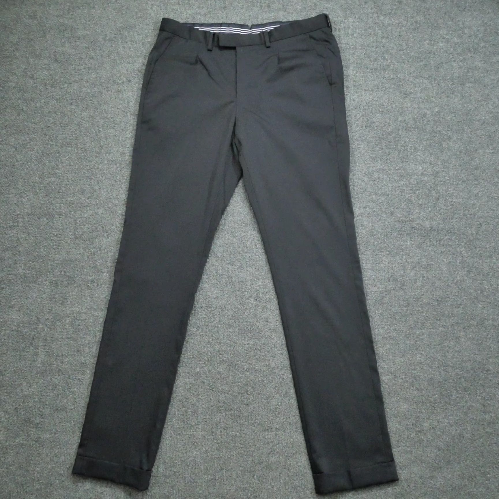 Murano Murano Pants Mens 34x34 Navy Blue Dress Slacks Evan Fit Stretch Classic Flat Front Mid Rise 34 Inseam 34 Regular Waist Zip Mens Size US 34 / EU 50 - 2 Thumbnail