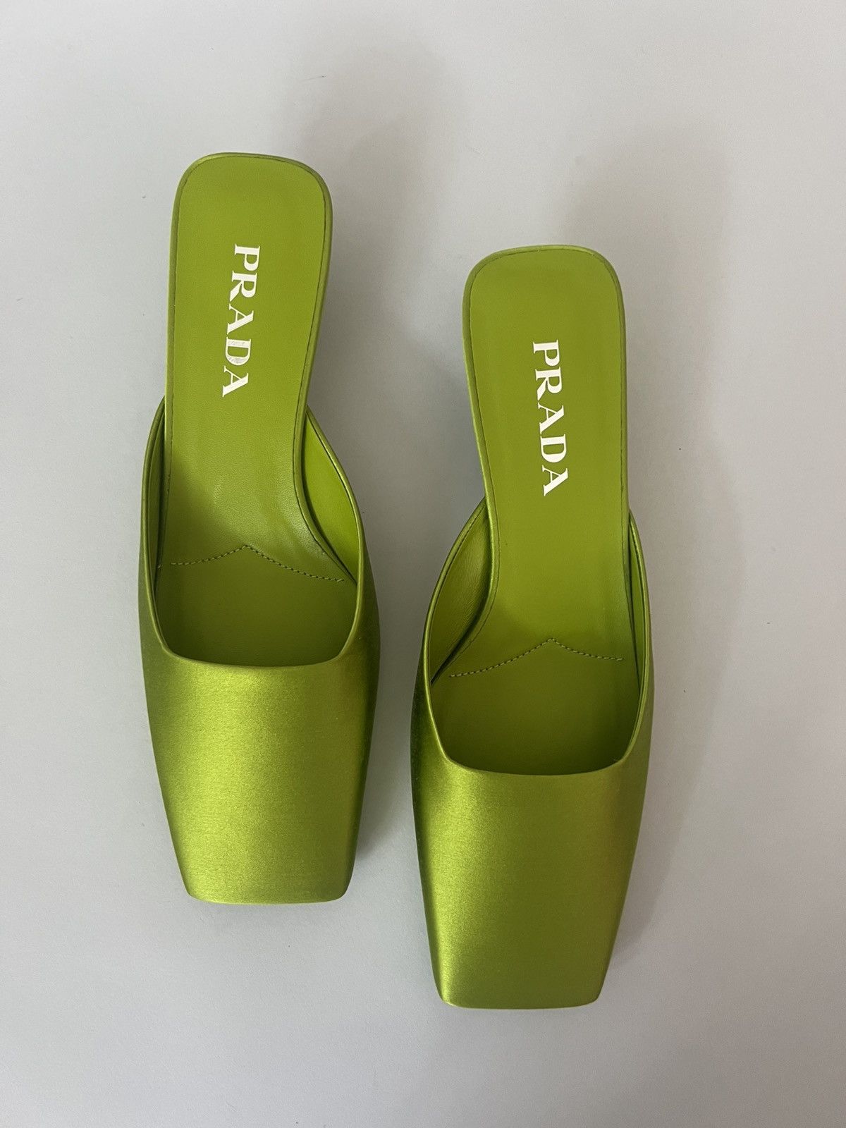 Prada $1.4K VALUE Prada Satin Square Toe Mule Sandals in black Size US 7 / IT 37 - 3 Thumbnail