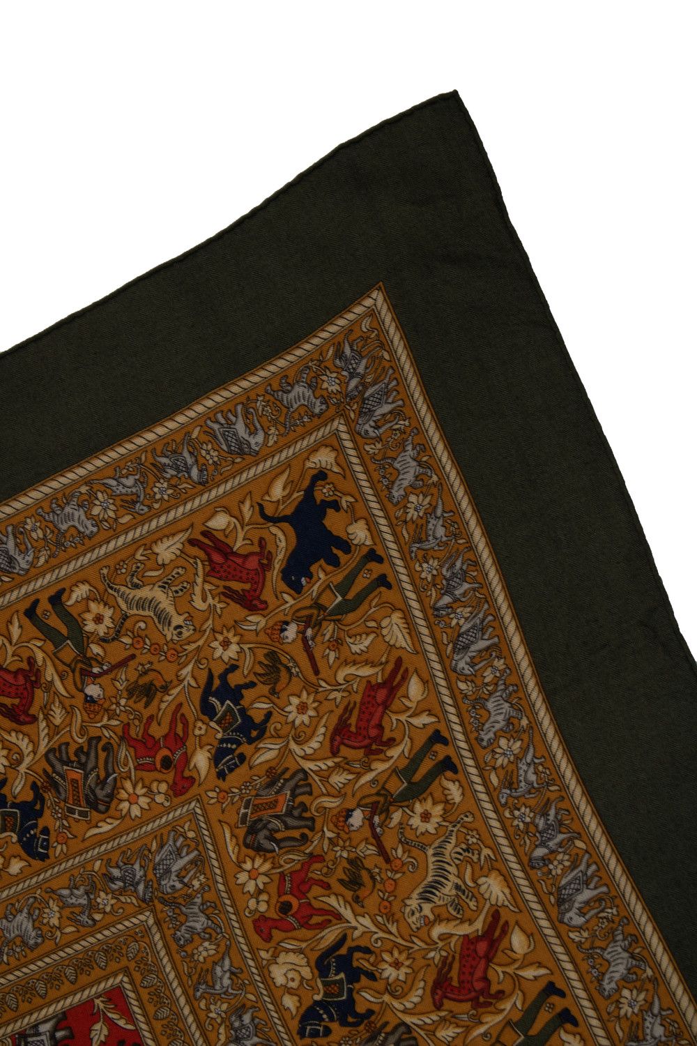 Hermes Hermes, Chasse en Inde cashmere scarf in green Size ONE SIZE - 7 Thumbnail