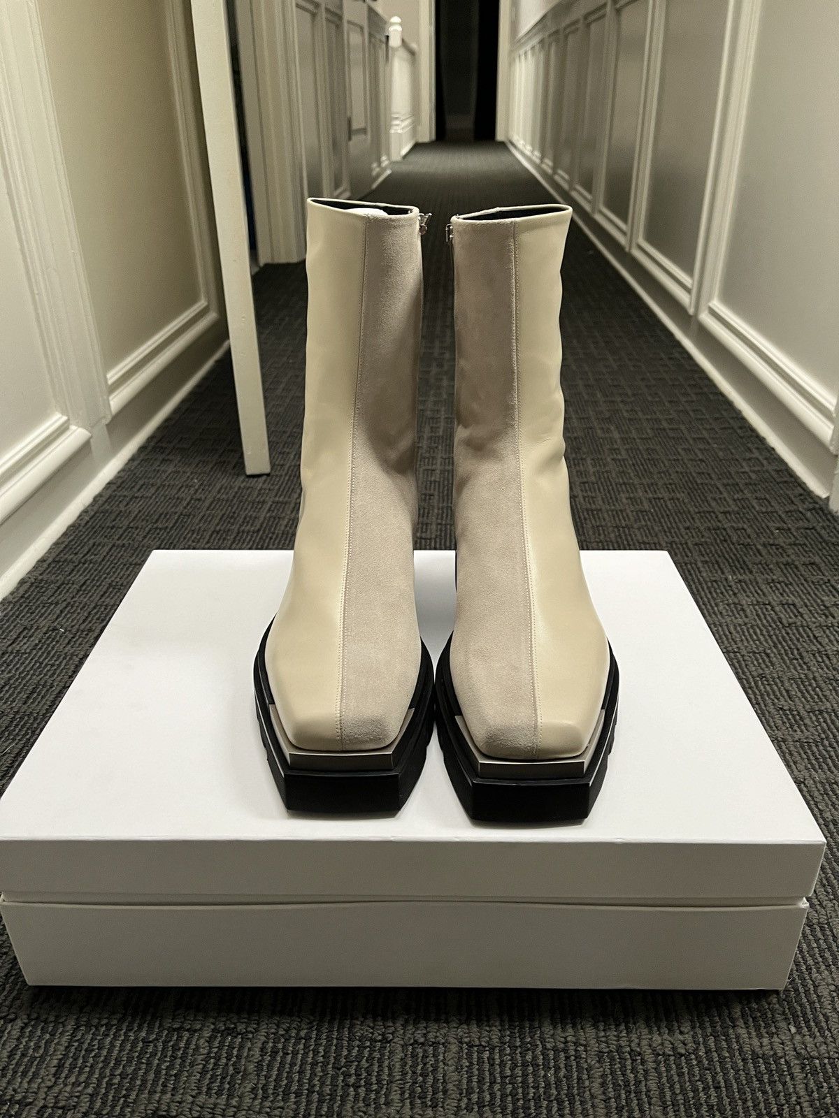 image of Peter Do Combat Boots in White, Men's (Size 13)