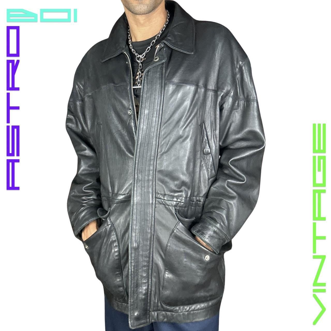 image of Vintage 90's Philippe Monet Black Leather Jacket _ Large, Men's