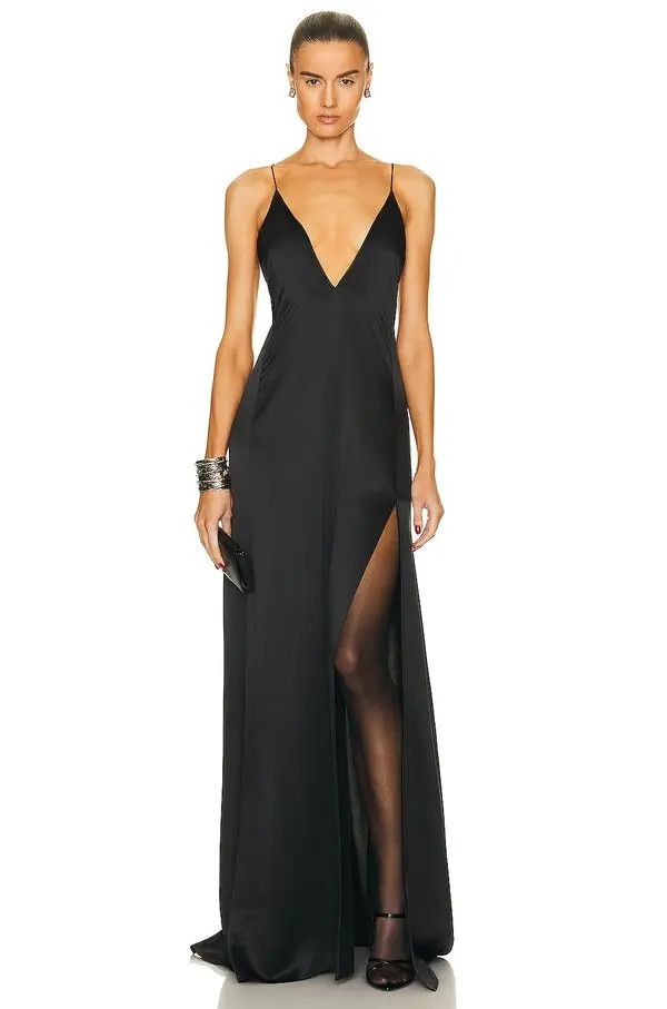 Saint Laurent Paris o1bcso1str1125 Long Sleeveless Dress in Black Size M / US 6-8 / IT 42-44 - 1 Thumbnail