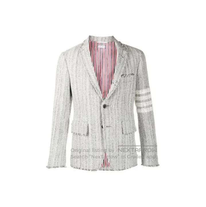 Thom Browne Thom Browne SS21 Striped Blazer in Light Gray. Size US S / EU 44-46 / 1 - 1 Thumbnail