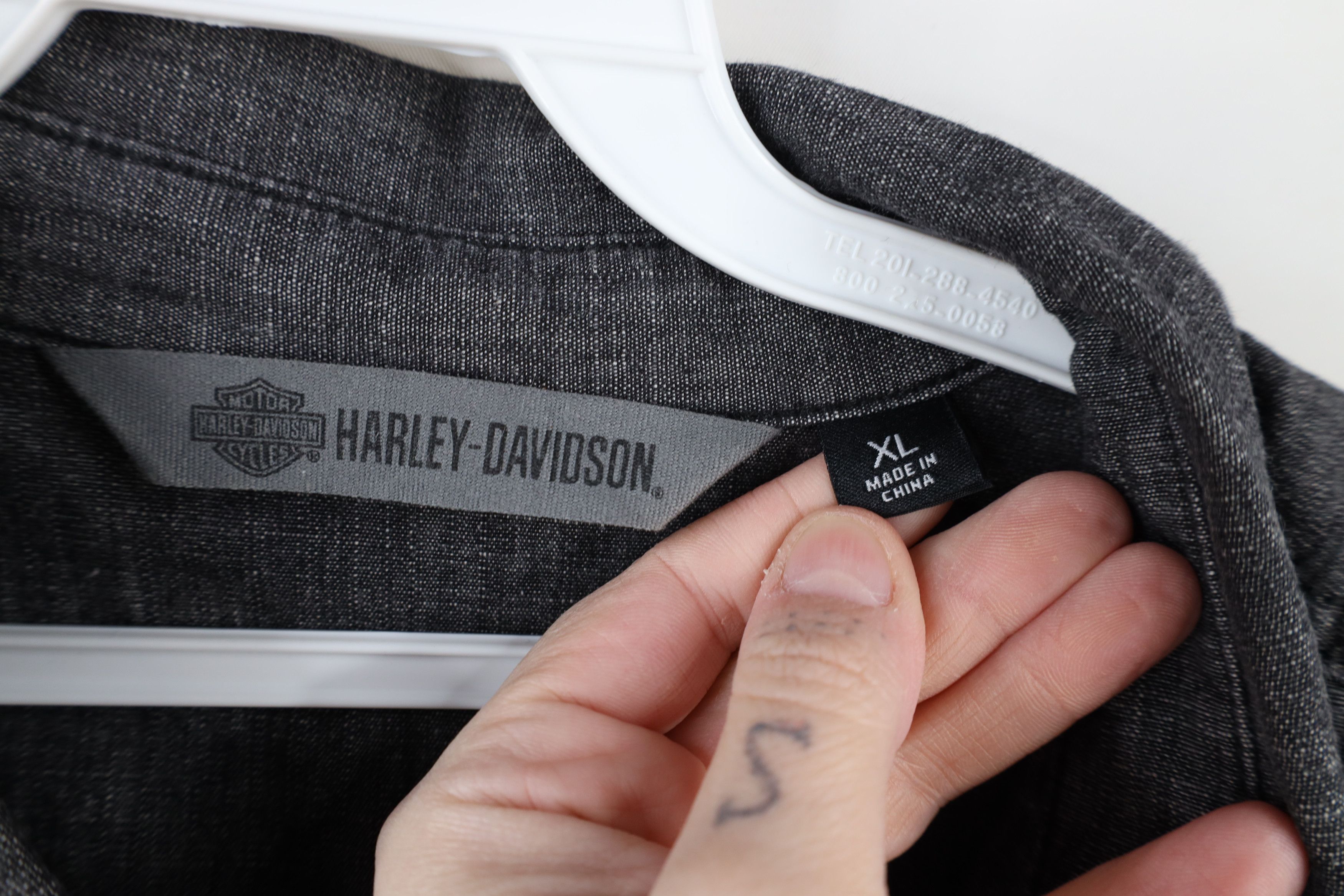 Harley Davidson × Vintage Vintage Harley Davidson Chambray Short Sleeve Button Shirt Size US XL / EU 56 / 4 - 6 Thumbnail
