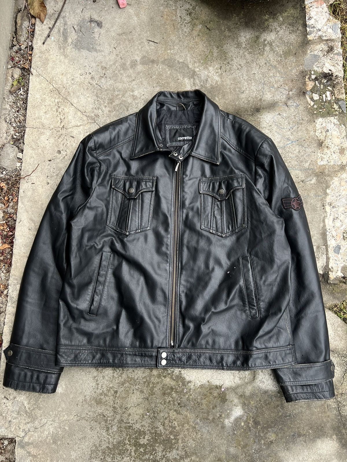 Vintage Vintage Boxy Genuine Leather Jacket Size US L / EU 52-54 / 3 - 2 Thumbnail