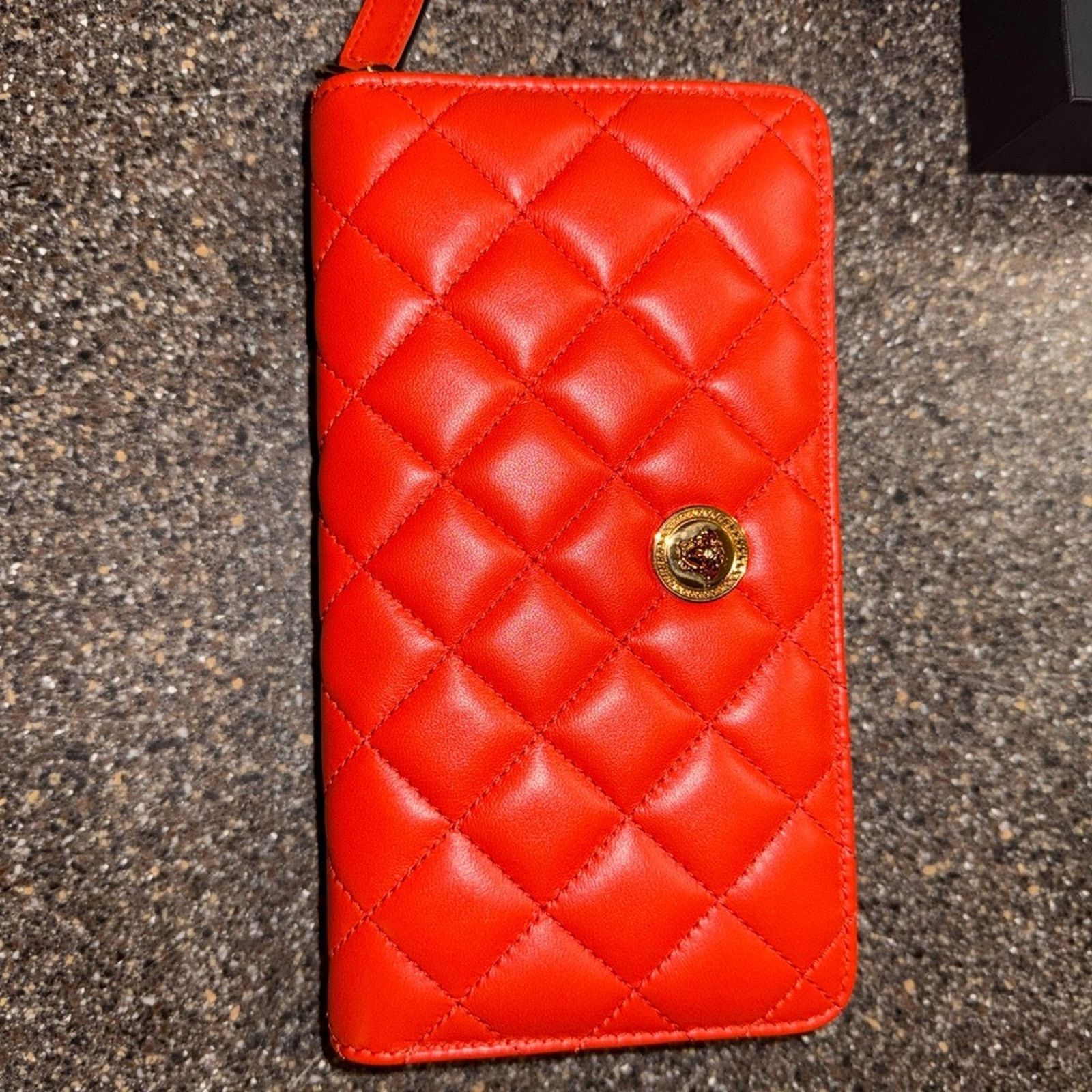 Versace Versace La Medusa Quilted Leather Long Zip Wallet- Coral Size ONE SIZE - 1 Thumbnail