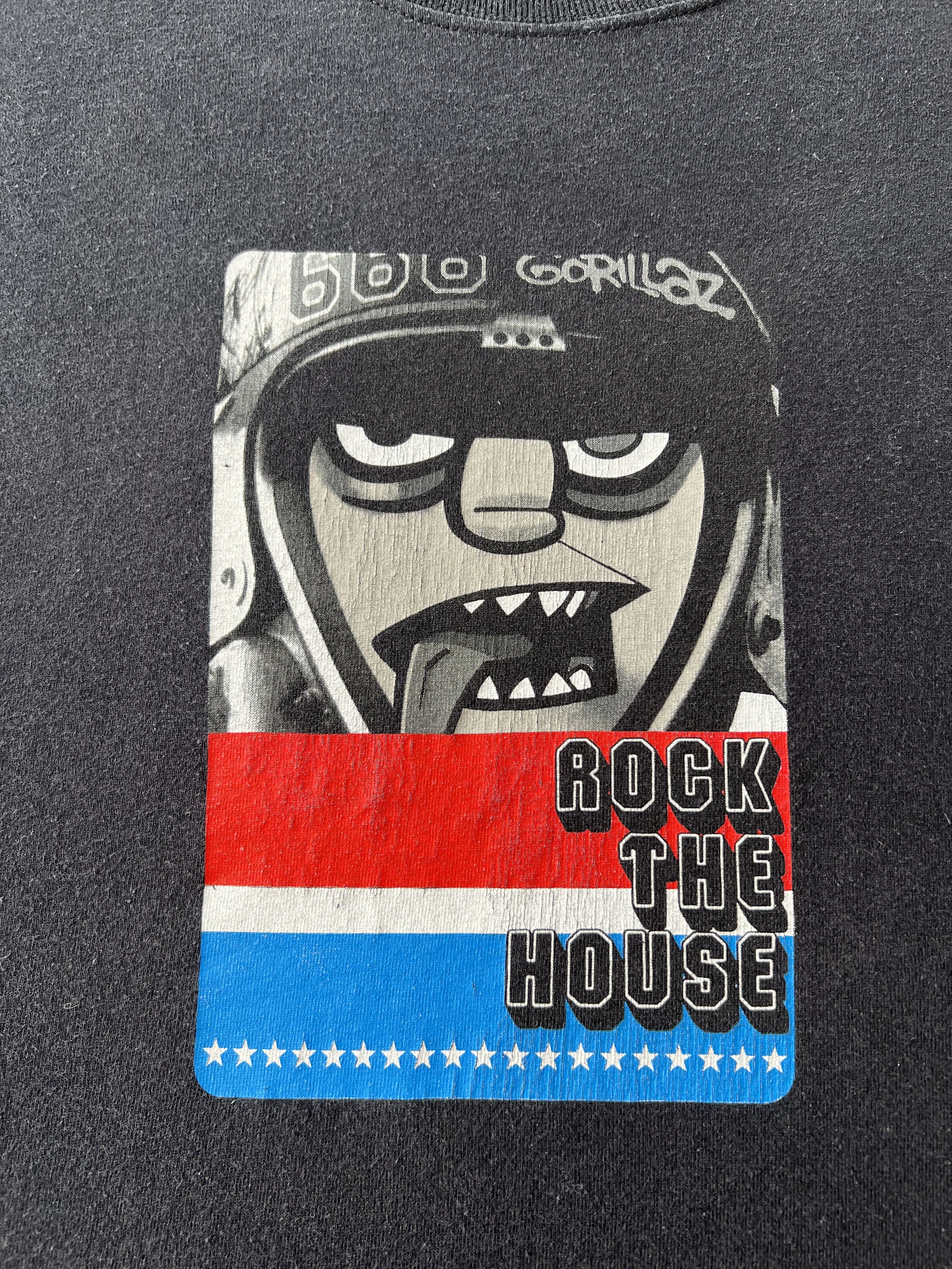 Band Tees Vintage 2001 Gorillaz Rock The House #78 Black T-shirt Size US L / EU 52-54 / 3 - 4 Thumbnail