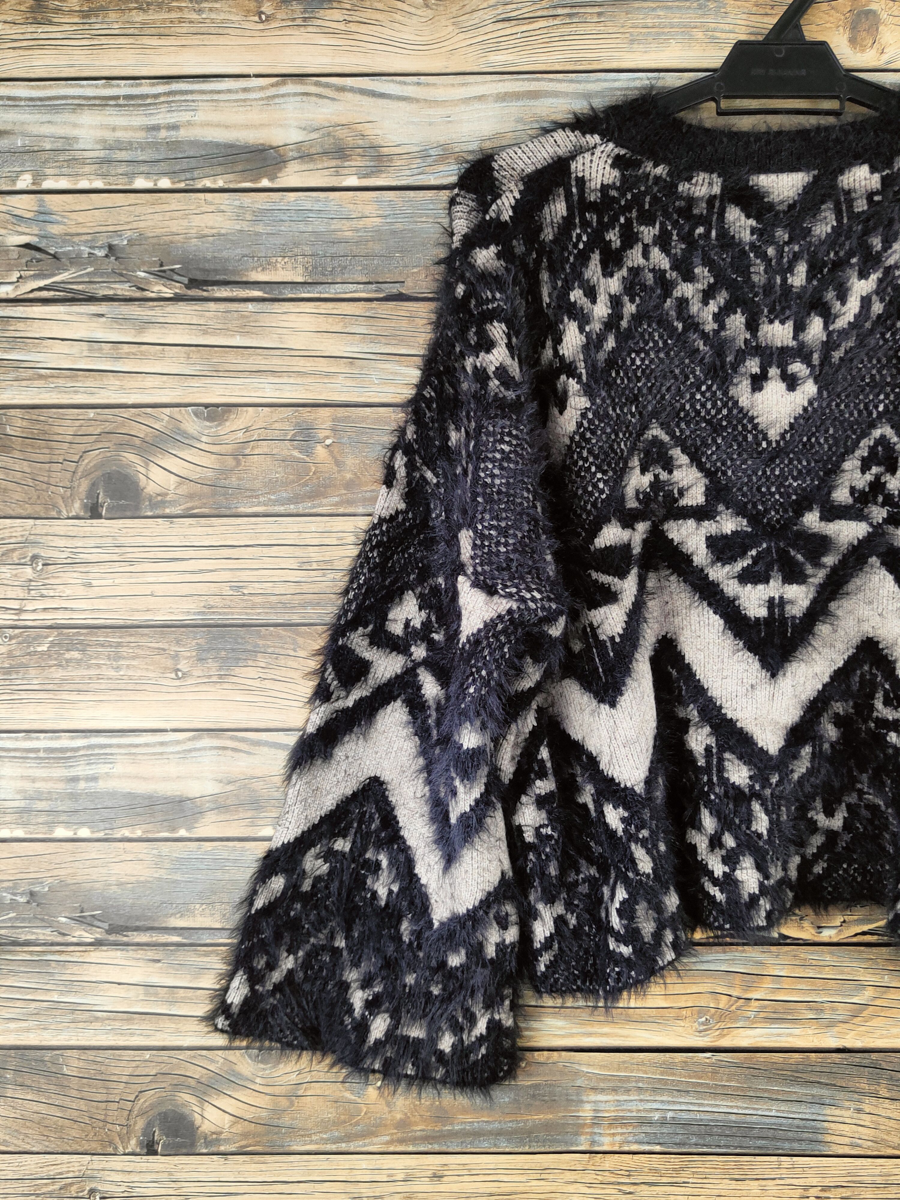 Japanese Brand DL Sevi Studio Black shaggy Fur Mohair Knitwear #46-1006 Size L / US 10 / IT 46 - 8 Thumbnail