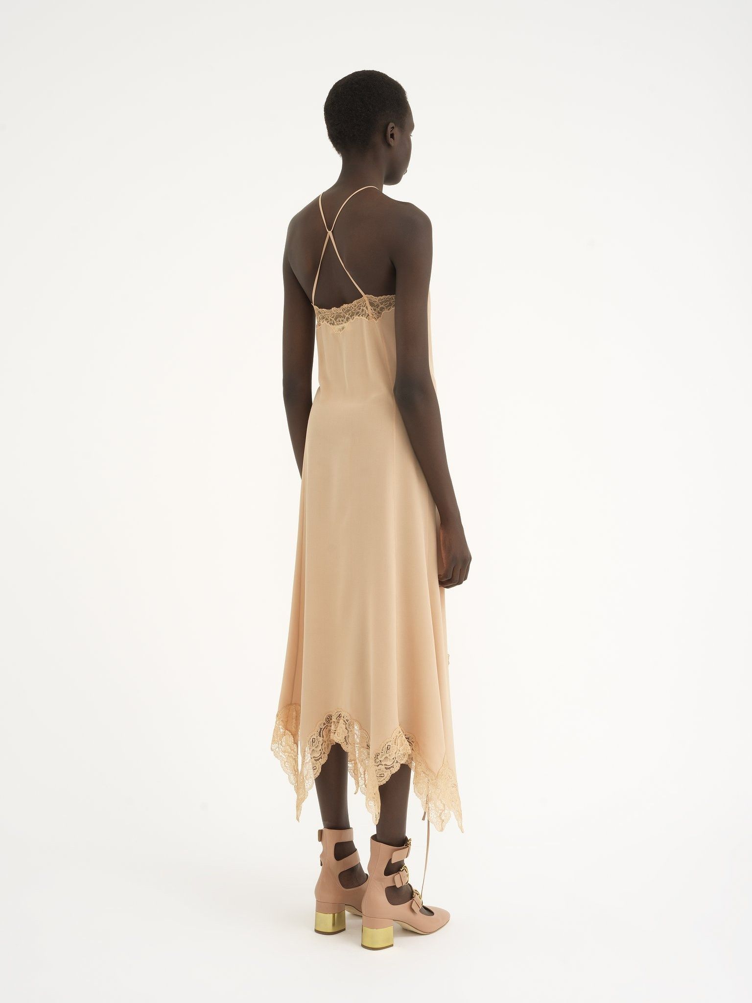 Chloe o1loc1c11025 Lingerie Halterneck Dress in Sand Brown Size L / US 10 / IT 46 - 4 Thumbnail
