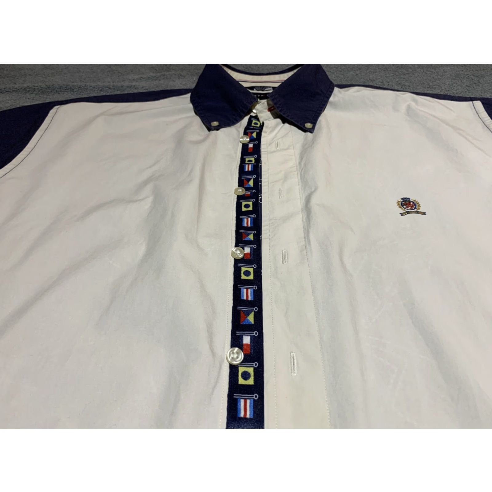 Tommy Hilfiger TOMMY HILFIGER Flags Button-Down Short Sleeve Shirt Large Multicolor Mens Size US L / EU 52-54 / 3 - 2 Thumbnail