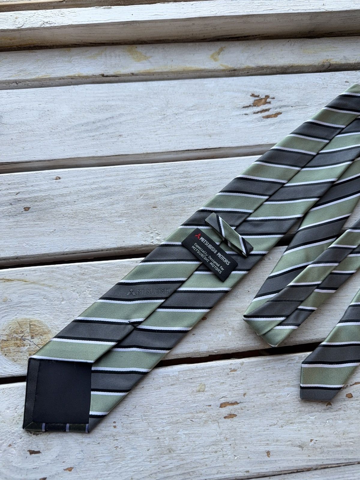 Japanese Brand × Vintage Mitsubishi Motors Tie Striped Silk Promo Germany Vintage Size ONE SIZE - 5 Thumbnail