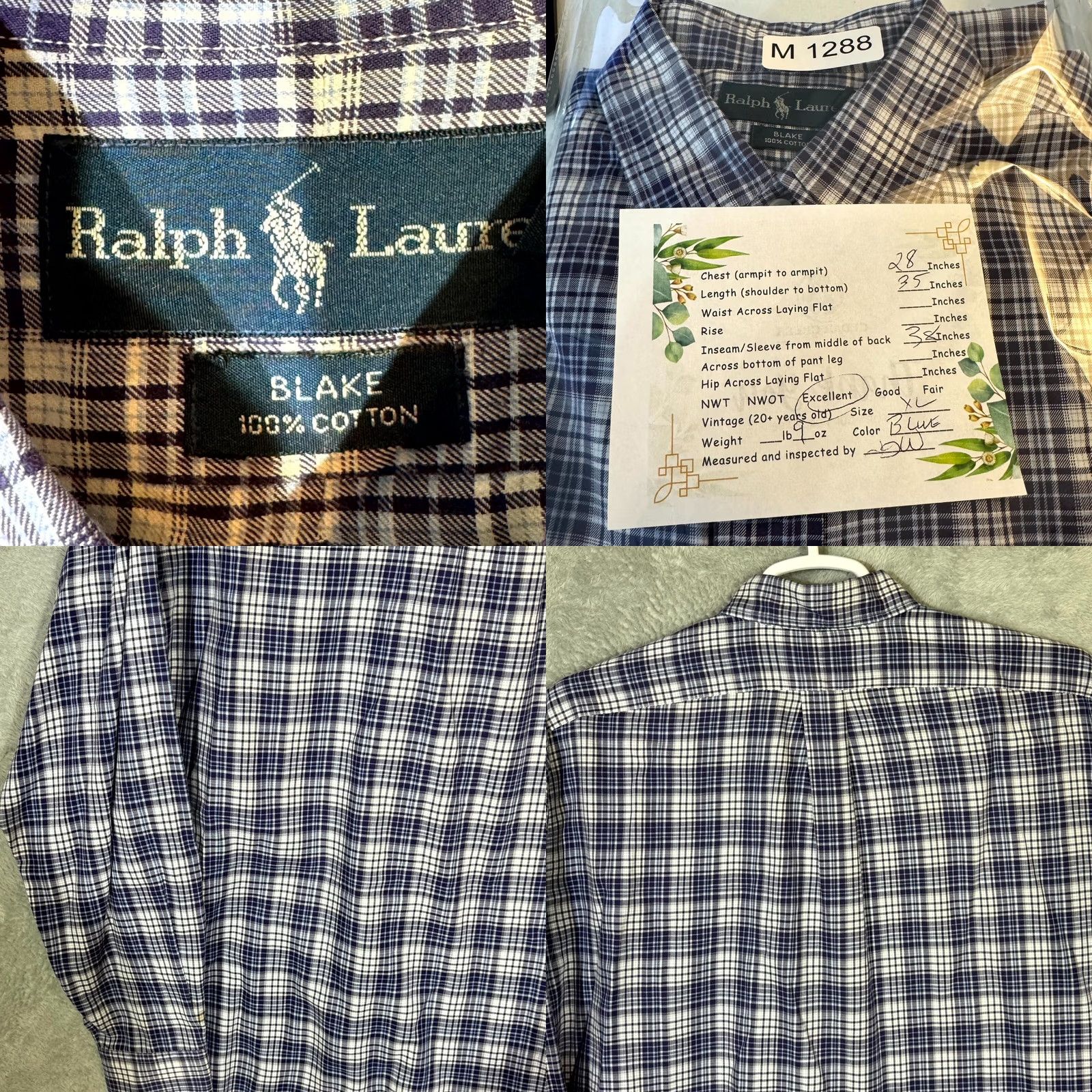 Ralph Lauren Ralph Lauren Blake Button-Down Shirt XL Blue Plaid Cotton Long Sleeve Button-Up Mens Regular Fit Size US XL / EU 56 / 4 - 8 Thumbnail