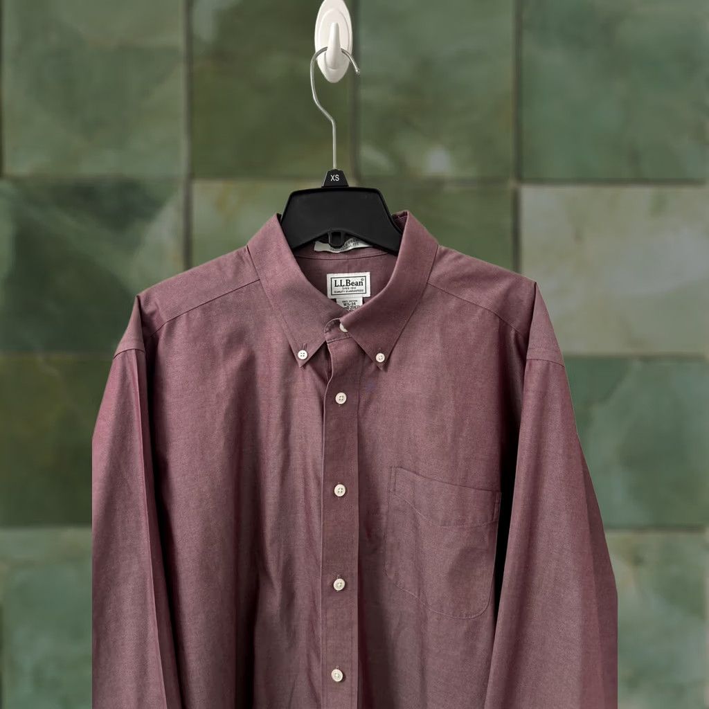 Vintage VINTAGE L.L. Bean Shirt Mens 16.5 Red Pinpoint Oxford Traditional Fit Wrinkle Free Dress Shirt Size US XL / EU 56 / 4 - 1 Thumbnail