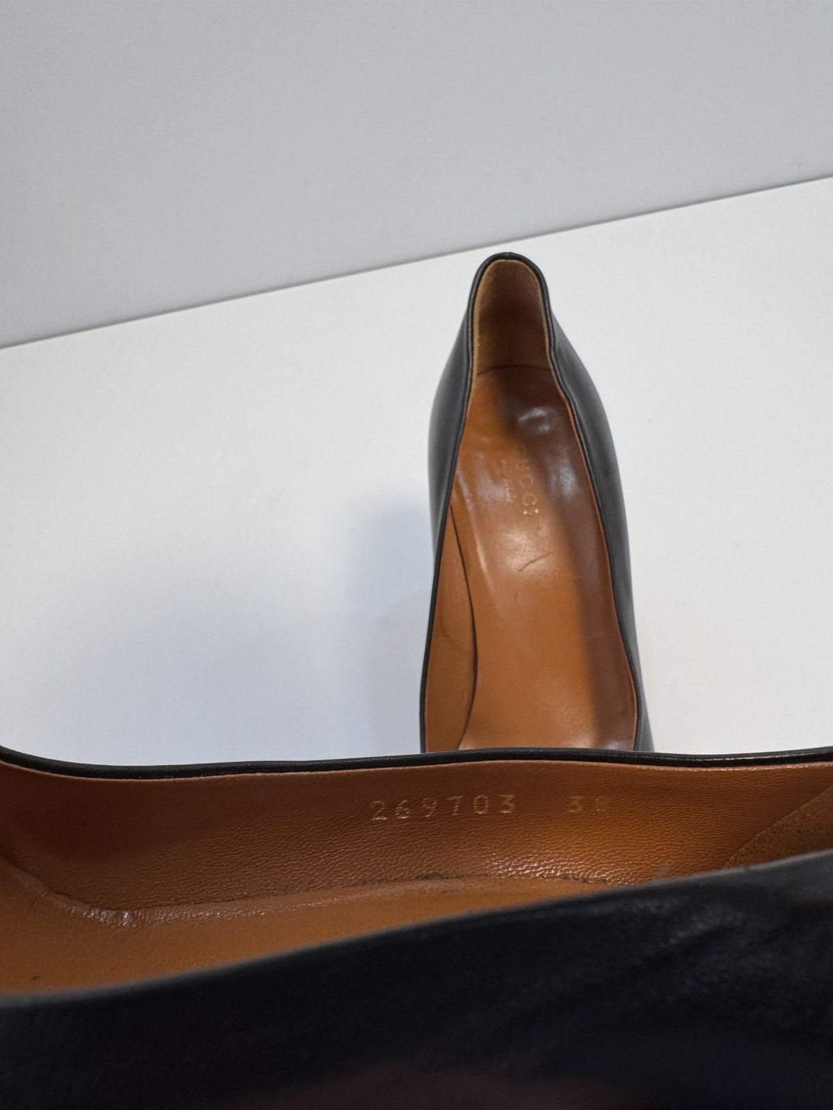 Gucci Gucci Black Leather Round Toe Platform Pumps Size US 8 / IT 38 - 17 Thumbnail