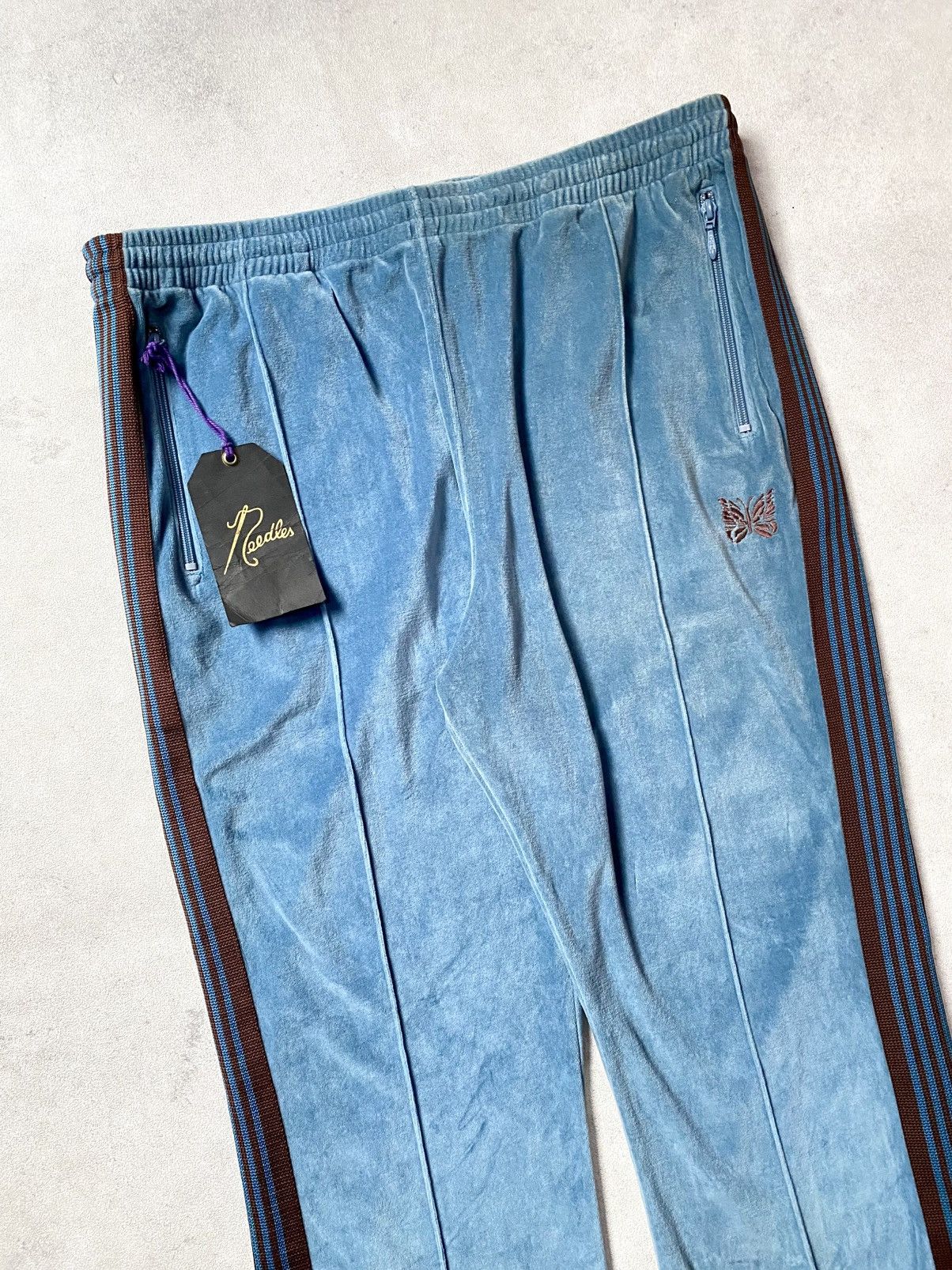 Needles NEEDLES NARROW LOGO, EMBROIDERED, BLEND VELOUR TRACK PANTS Size US 35 - 8 Thumbnail