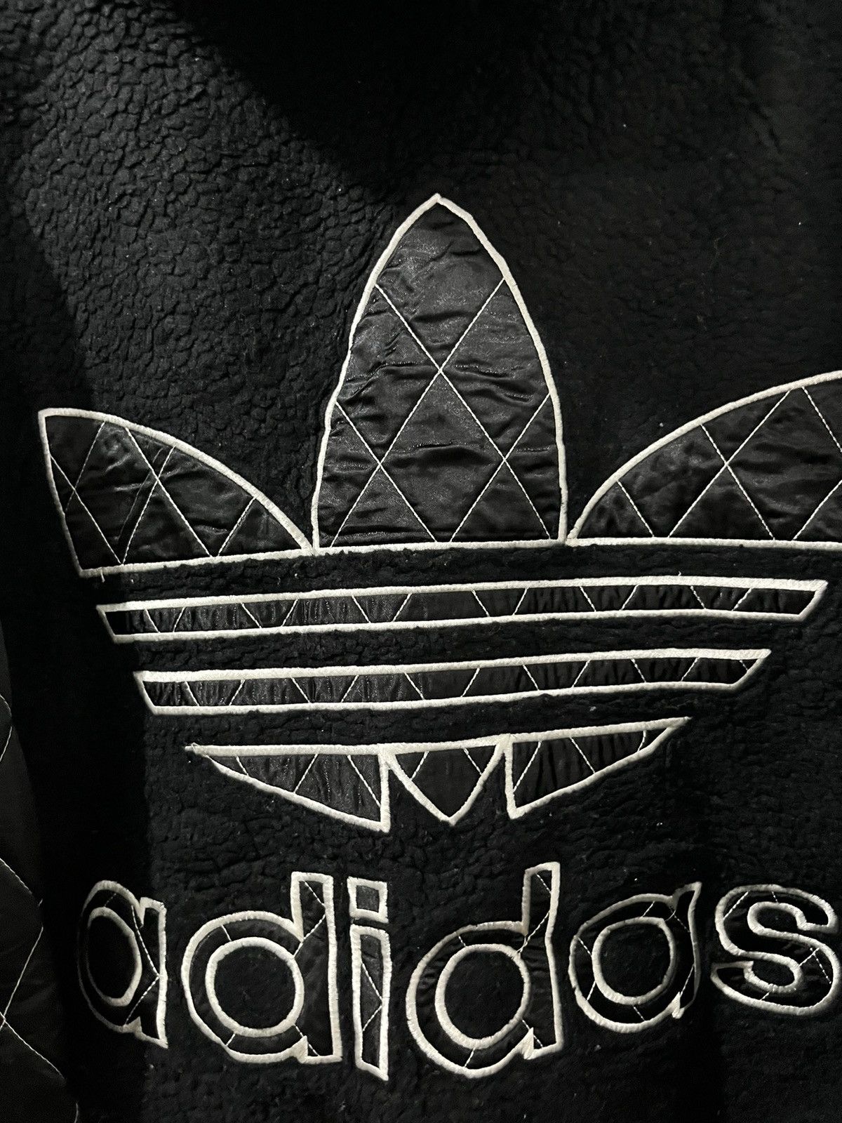 Adidas Rare 90s Adidas Big Logo Black Deep Pile Jackets Size US XL / EU 56 / 4 - 5 Thumbnail