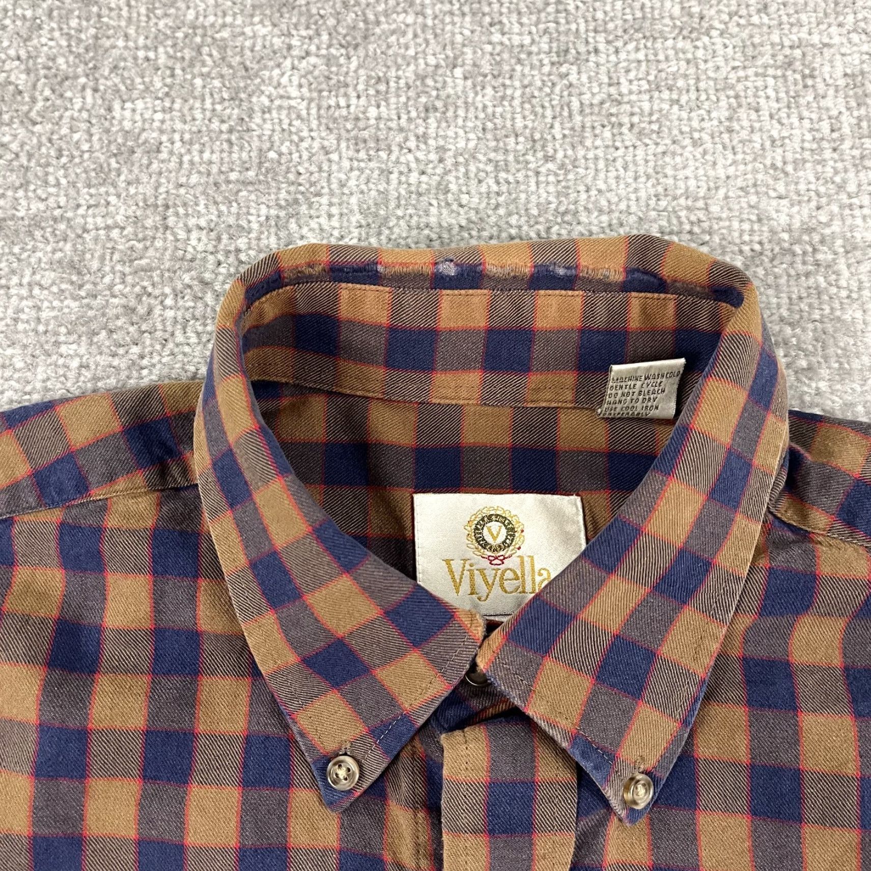 Vintage Viyella Shirt Mens Medium Blue Brown Plaid Wool Blend Button-Down Long Sleeve Size US M / EU 48-50 / 2 - 2 Thumbnail