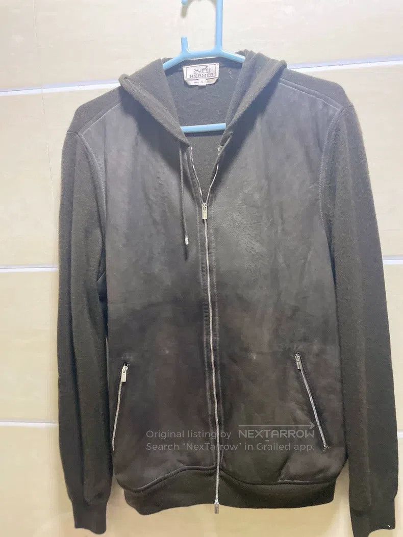 Hermes Hermes Leather jacket with hooded outerwear Size US XL / EU 56 / 4 - 2 Thumbnail