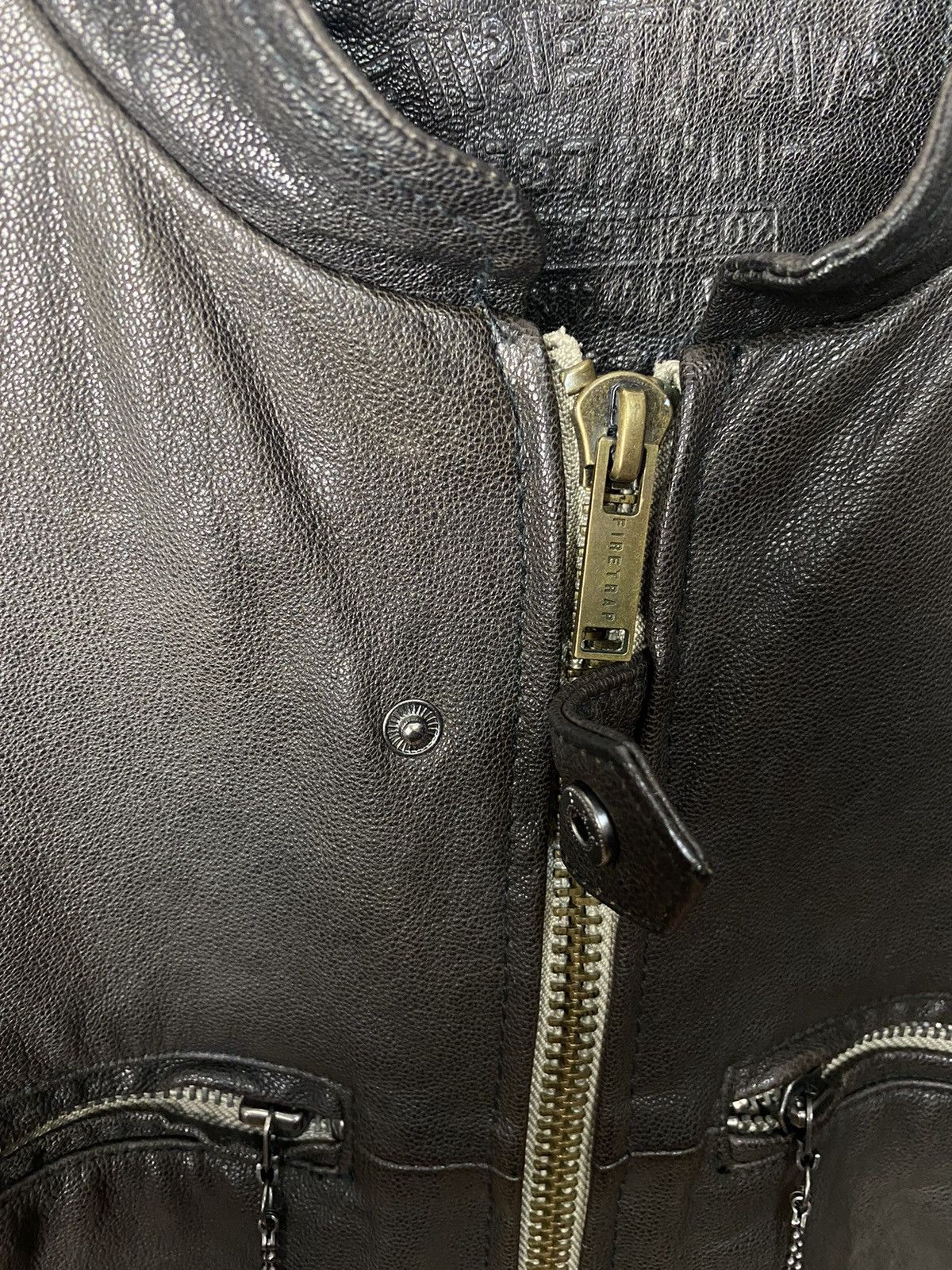 Firetrap × Genuine Leather Firetrap 2012 Genuine Leather Biker Jacket Size L Size US L / EU 52-54 / 3 - 3 Thumbnail