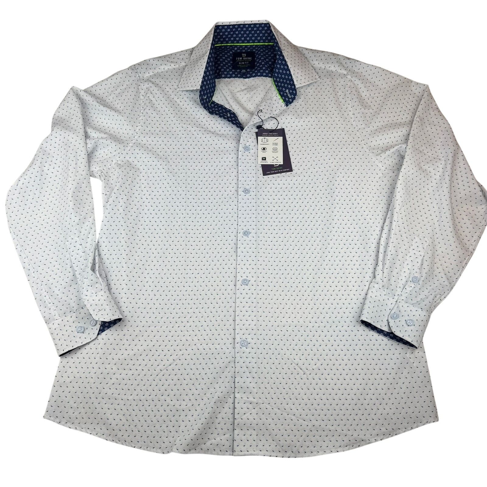 Other Tom Baine Slim Fit Dress Shirt XXL White Navy Size US XXL / EU 58 / 5 - 1 Thumbnail
