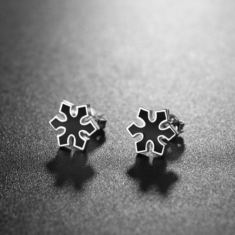 Jewelry Snowflake Modern Earrings One Pairs Chrome Jewelry Size ONE SIZE - 1 Thumbnail