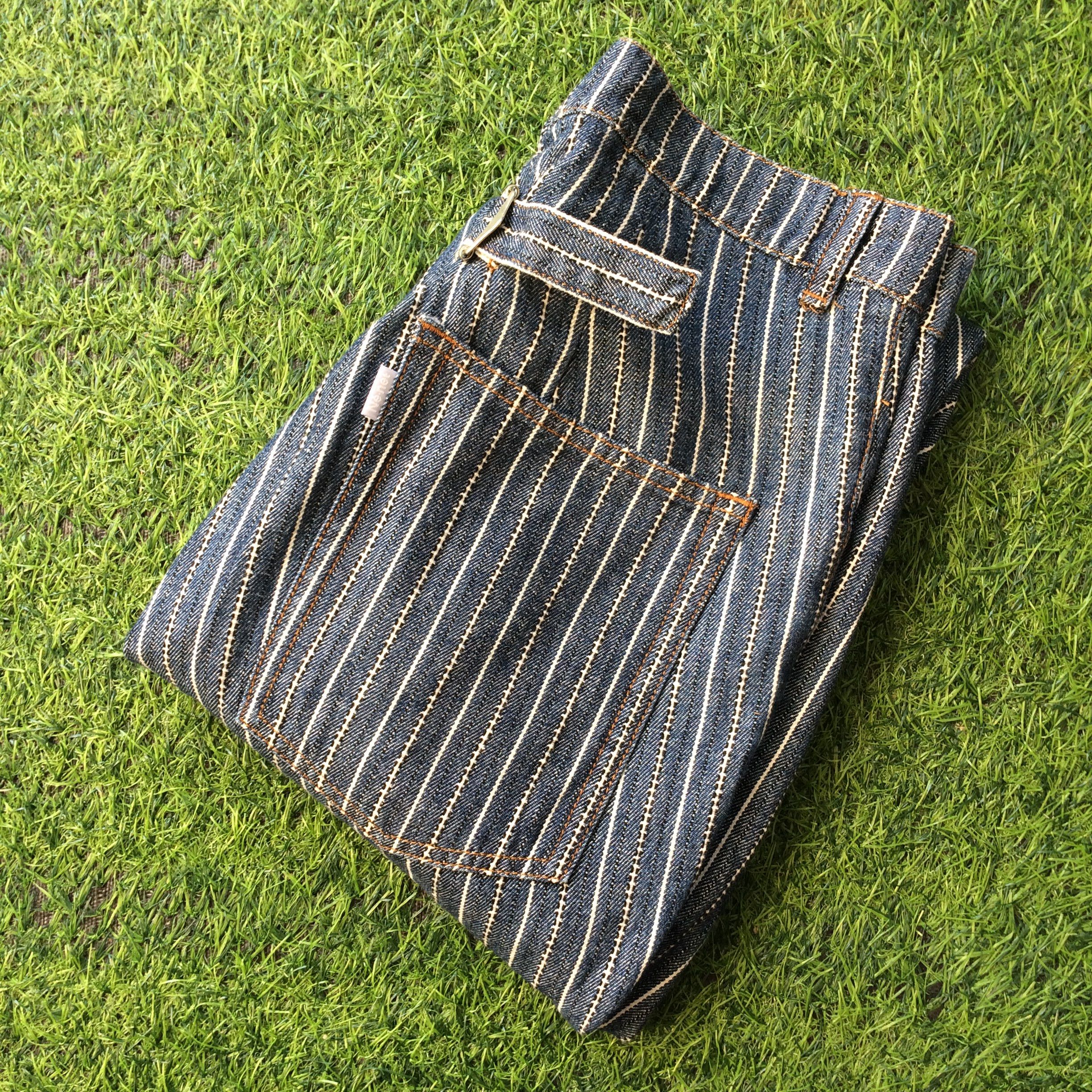Issey Miyake × Japanese Brand × Ne-Net Ne-net by Issey Miyake Striped Drop Crotch Jeans Pants D-518 Size US 27 - 9 Thumbnail