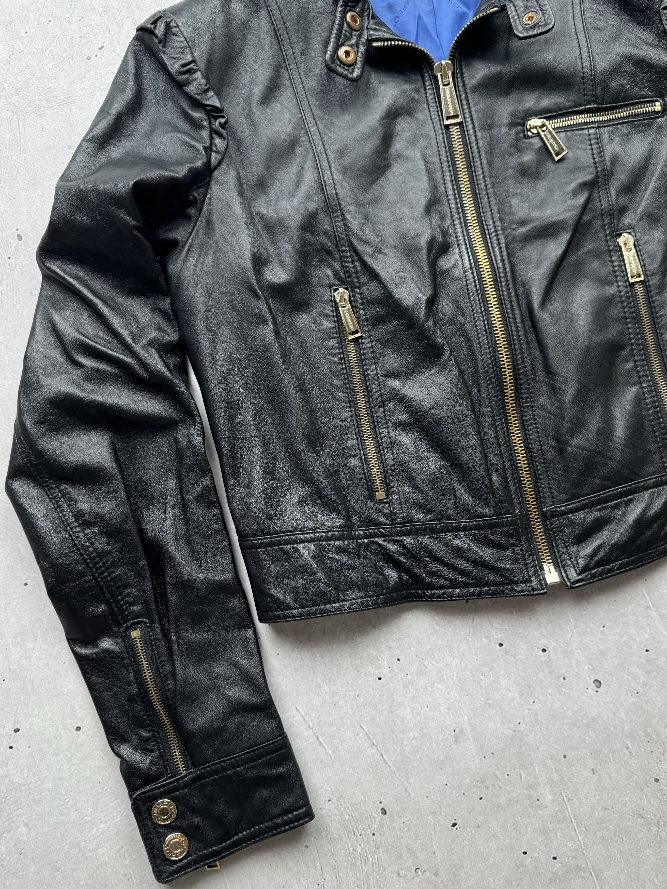 Dsquared2 × Genuine Leather × Vintage Dsquared2 Multi Zipped Lamb Leather Bomber Jacket Size M / US 6-8 / IT 42-44 - 2 Thumbnail