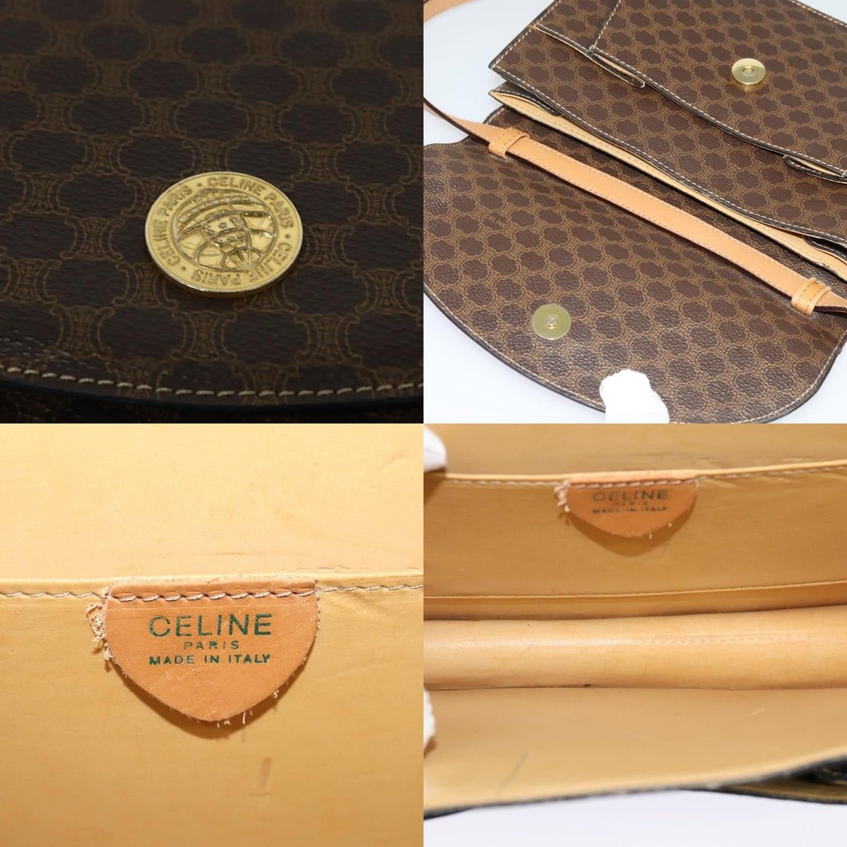 Celine CELINE Macadam Canvas Shoulder Bag Pvc Leather Brown Gold Size ONE SIZE - 11 Thumbnail