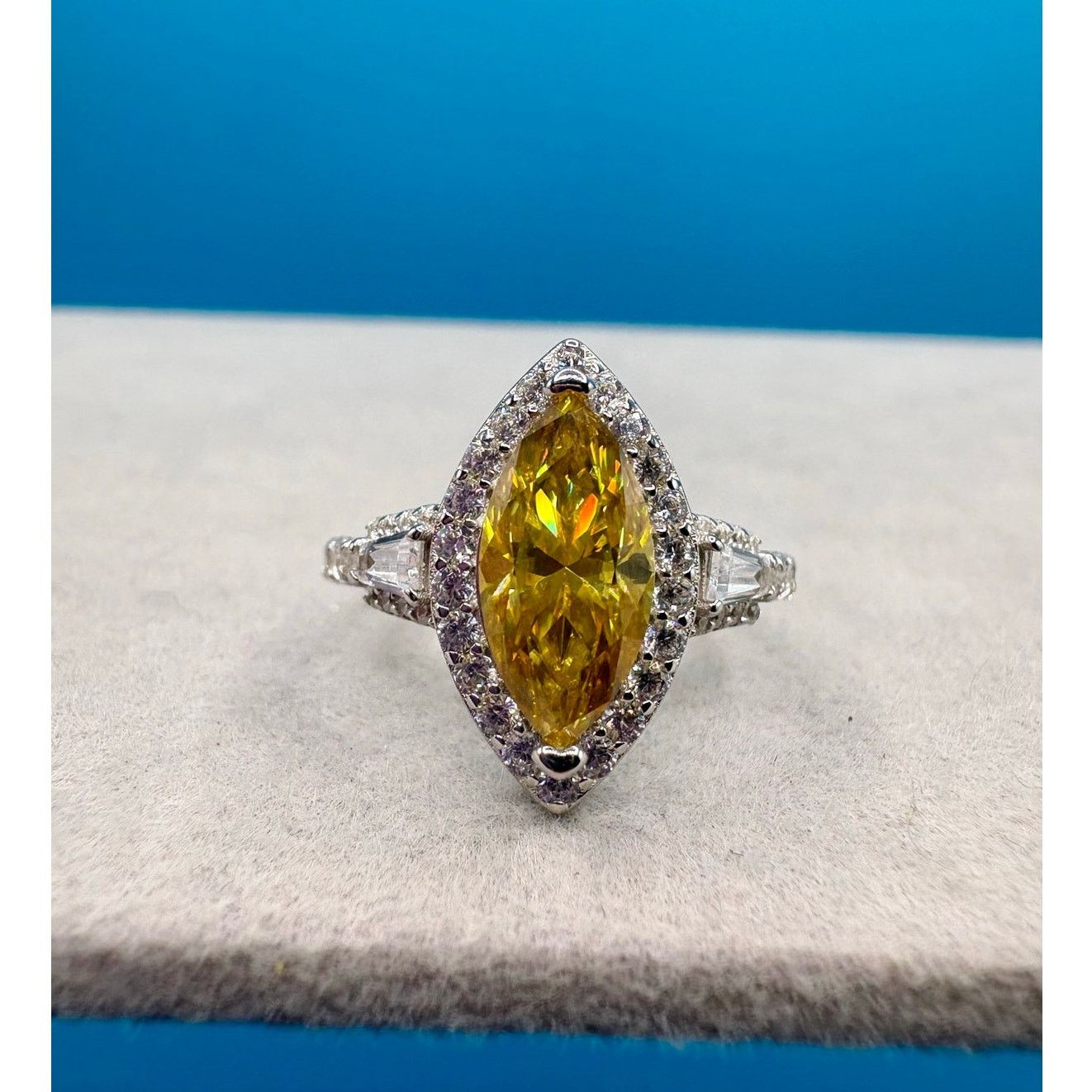 Jewelry Sz. 7 - 5CTW Citrine Marquise & White Moissanite 925 Silver Size ONE SIZE - 5 Thumbnail