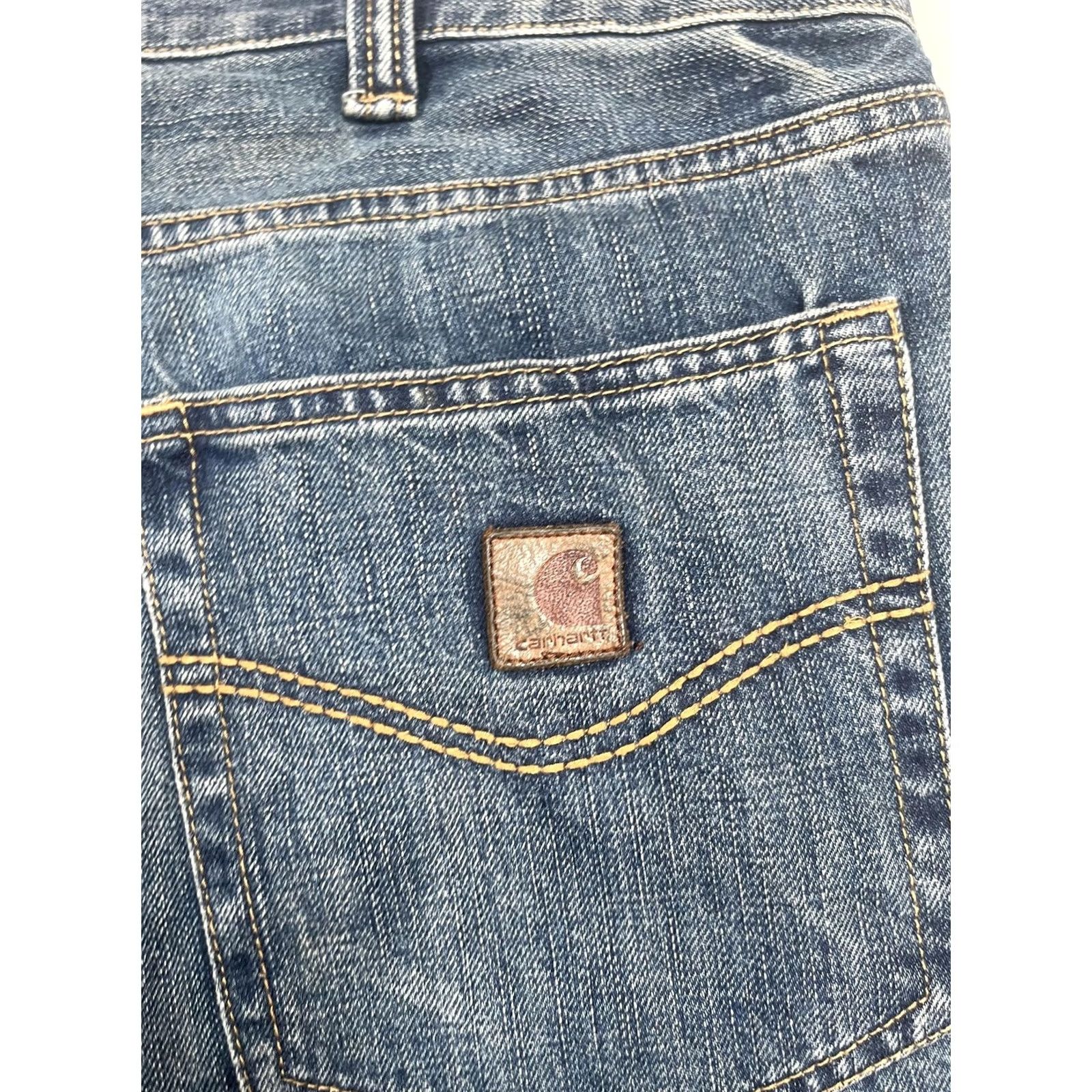 Carhartt Carhartt Jeans Mens 38x30 Blue Medium Wash Relaxed Straight Work Denim 100613 997 Jeans Mens 38x30 Blue Size US 38 / EU 54 - 7 Thumbnail