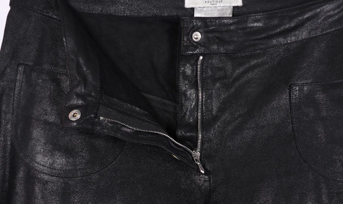 Dior Christian Dior Galliano 2002 Leather Biker Pants Black Rock Size 28" / US 6 / IT 42 - 4 Thumbnail