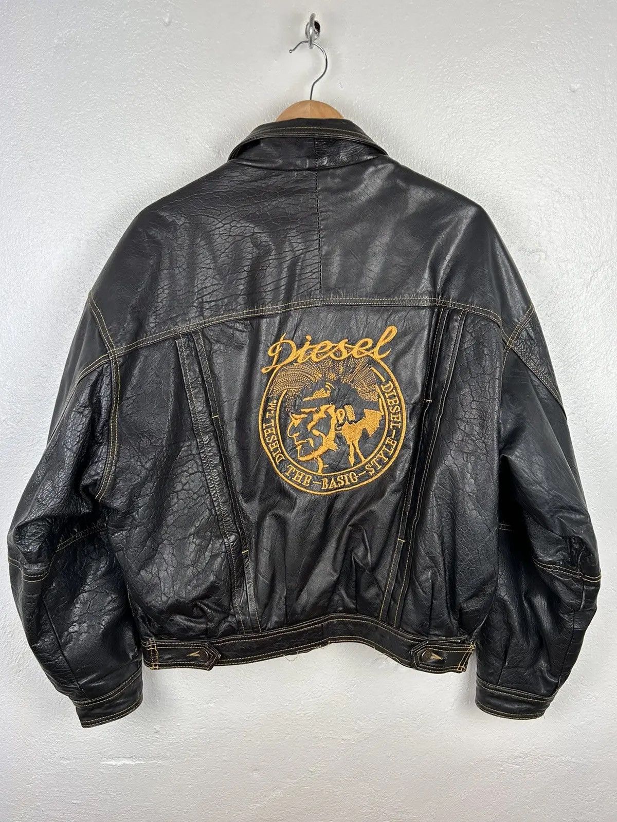 Diesel × Vintage 90s Vintage Diesel Embroidery Fake Leather Bomber 