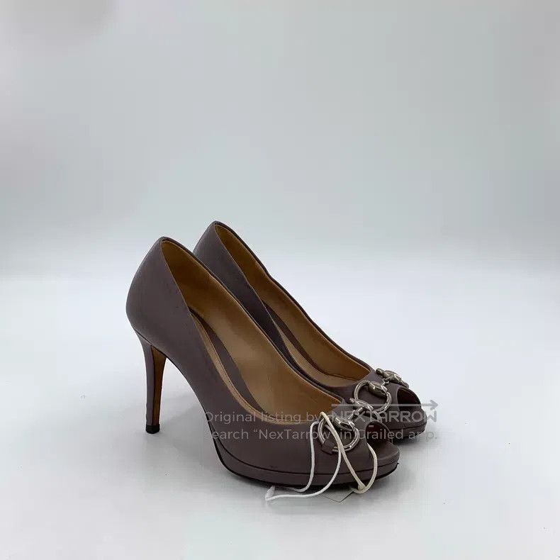 Gucci Gucci Purple horse buckle fish mouth high heels Size US 4 / IT 34 - 2 Thumbnail