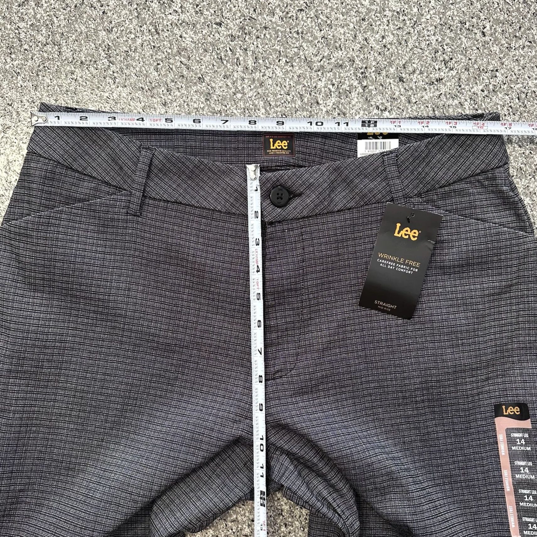 Lee Lee Pants Womens 14 33x31 Straight Mid Rise Wrinkle Free Plaid Black Stretch Pants Size 24" / US 00 / IT 34 - 7 Thumbnail