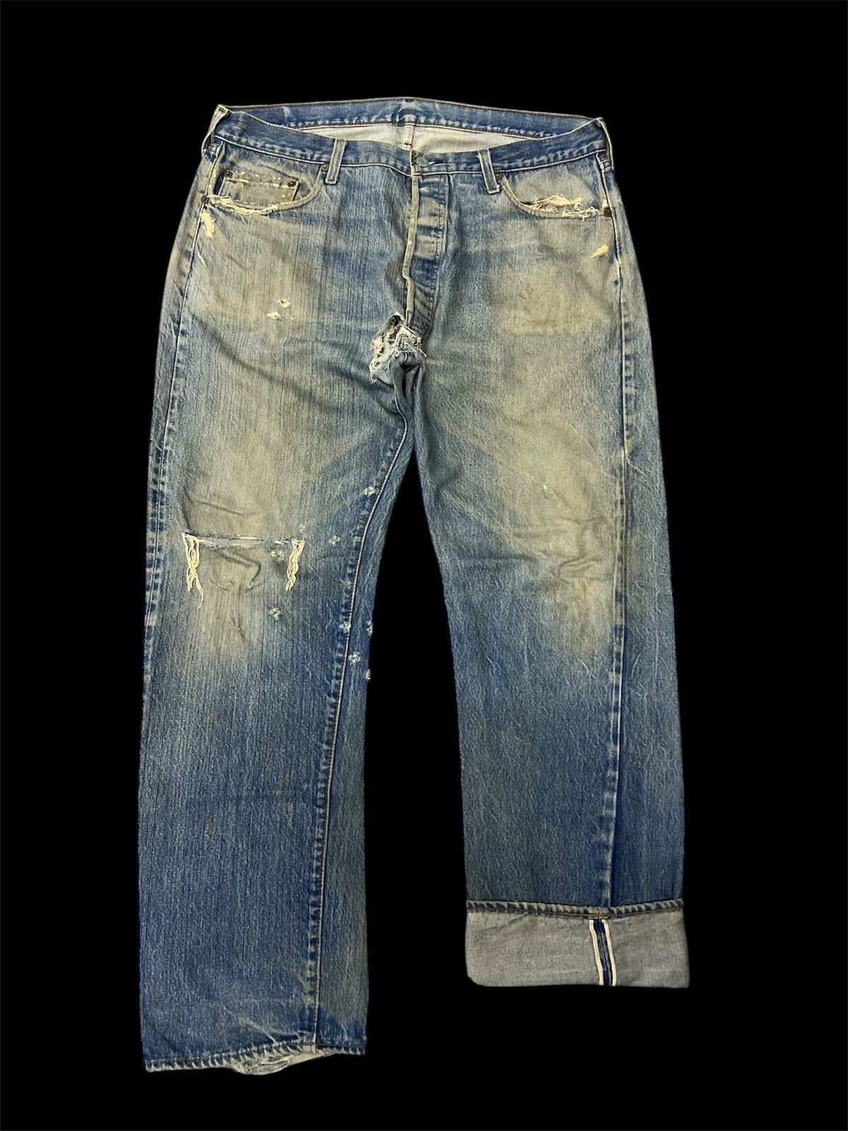Levi's Vintage Clothing VINTAGE 501 REDLINE (RINDEM) RIPPED DISTRESSED DENIM PANT Size US 38 / EU 54 - 1 Thumbnail