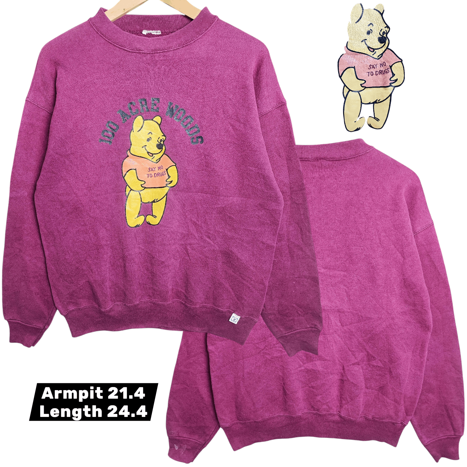 Disney VINTAGE 90S 100ACRE WOODS FDA WINNIE THE POOH NO TO DRUG Size US M / EU 48-50 / 2 - 1 Thumbnail