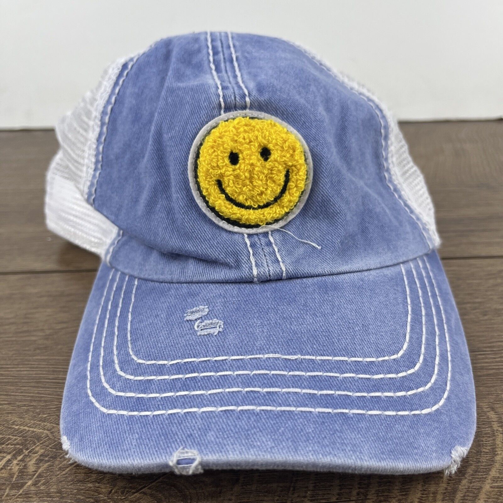 Other Smiley Face Hat Smile Hat Blue Hat Adjustable Adult Size Hat Size ONE SIZE - 3 Thumbnail