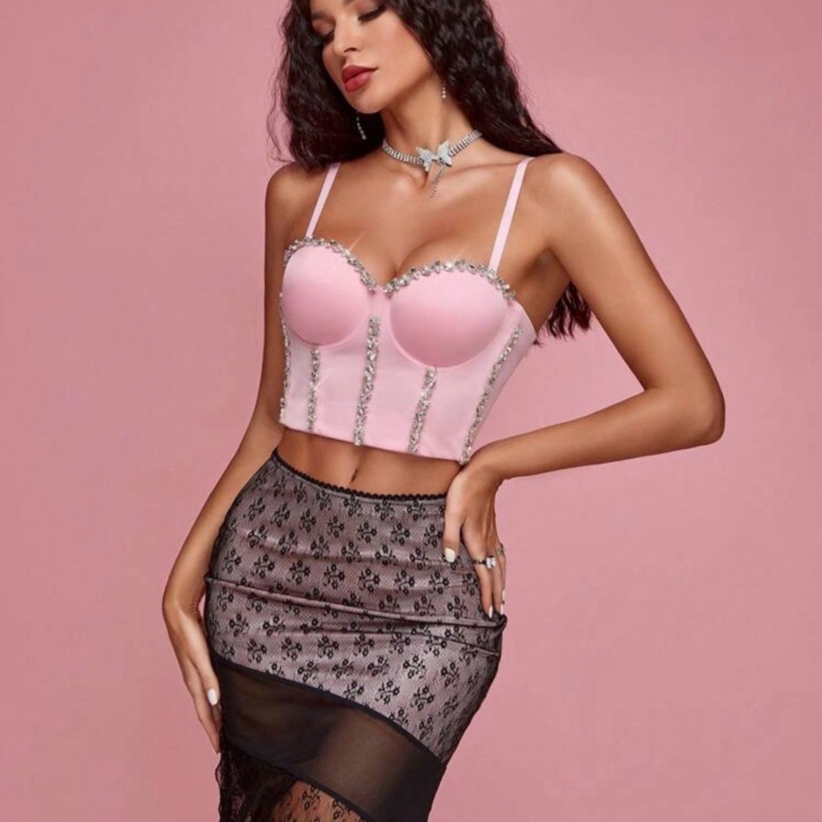 Other Y2K Chic Pink Embellished Bustier size S Size S / US 4 / IT 40 - 3 Thumbnail