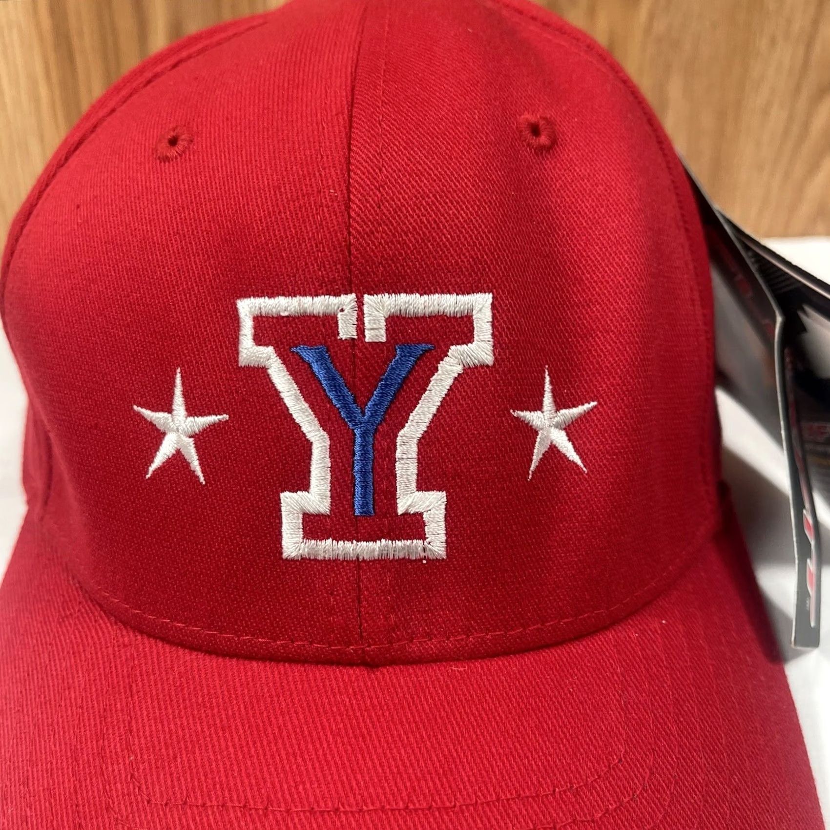 Vintage Flexfit Red Baseball Hat Cap Adult Size S-M Fitted Stretch Breathable Stars Logo Y All Stars Size ONE SIZE - 3 Thumbnail