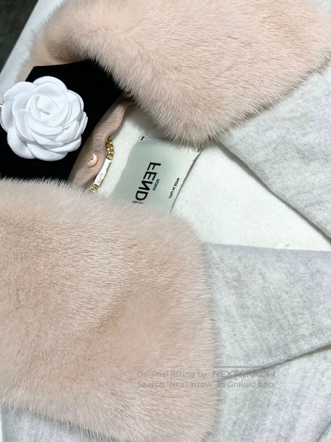 Fendi FENDI Gray Pink Fur Pocket Coat. Size US XS / EU 42 / 0 - 6 Thumbnail