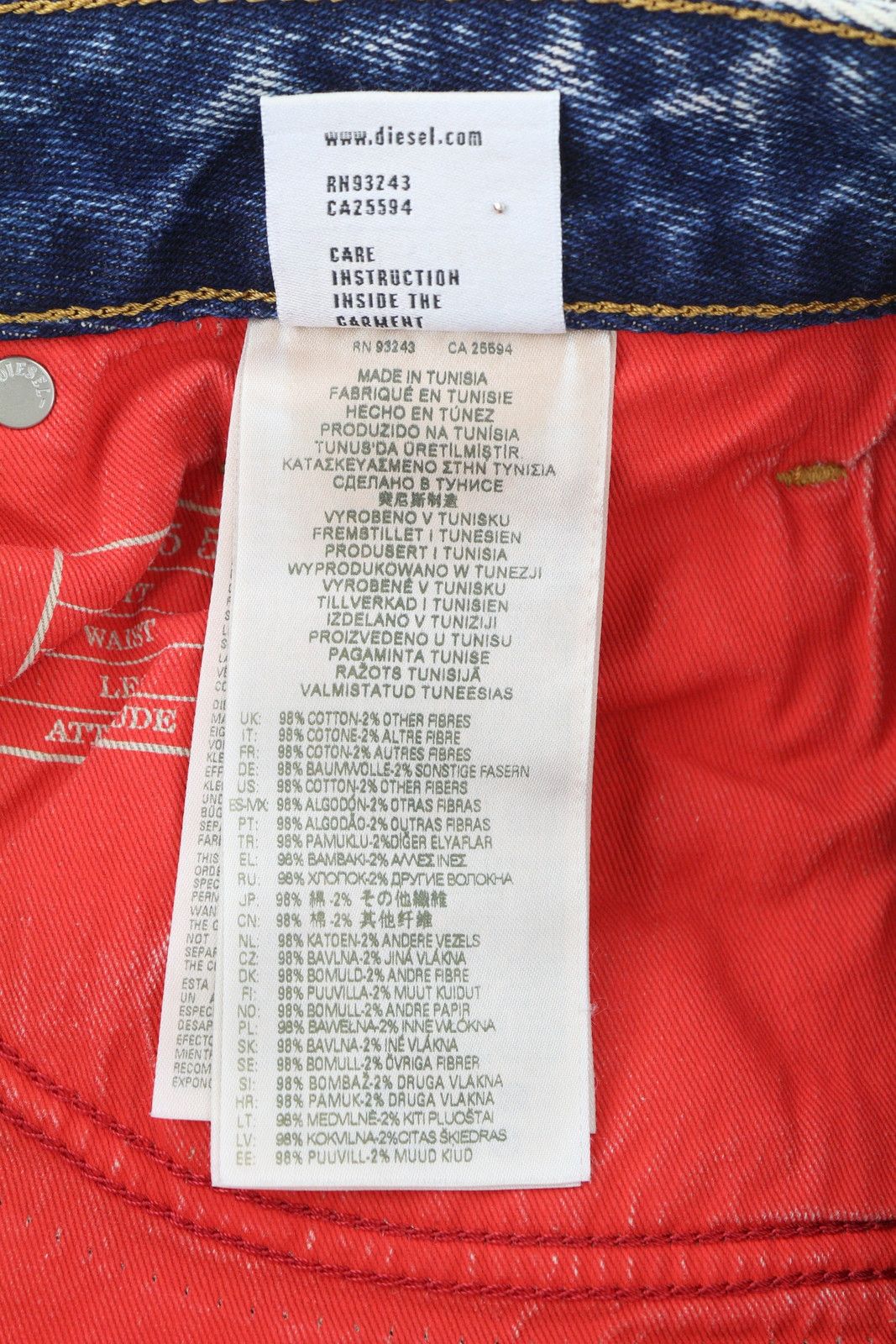 Diesel 1955 09E10 W34/L32 Blue Regular Straight Distress 85393 Size US 34 / EU 50 - 9 Thumbnail