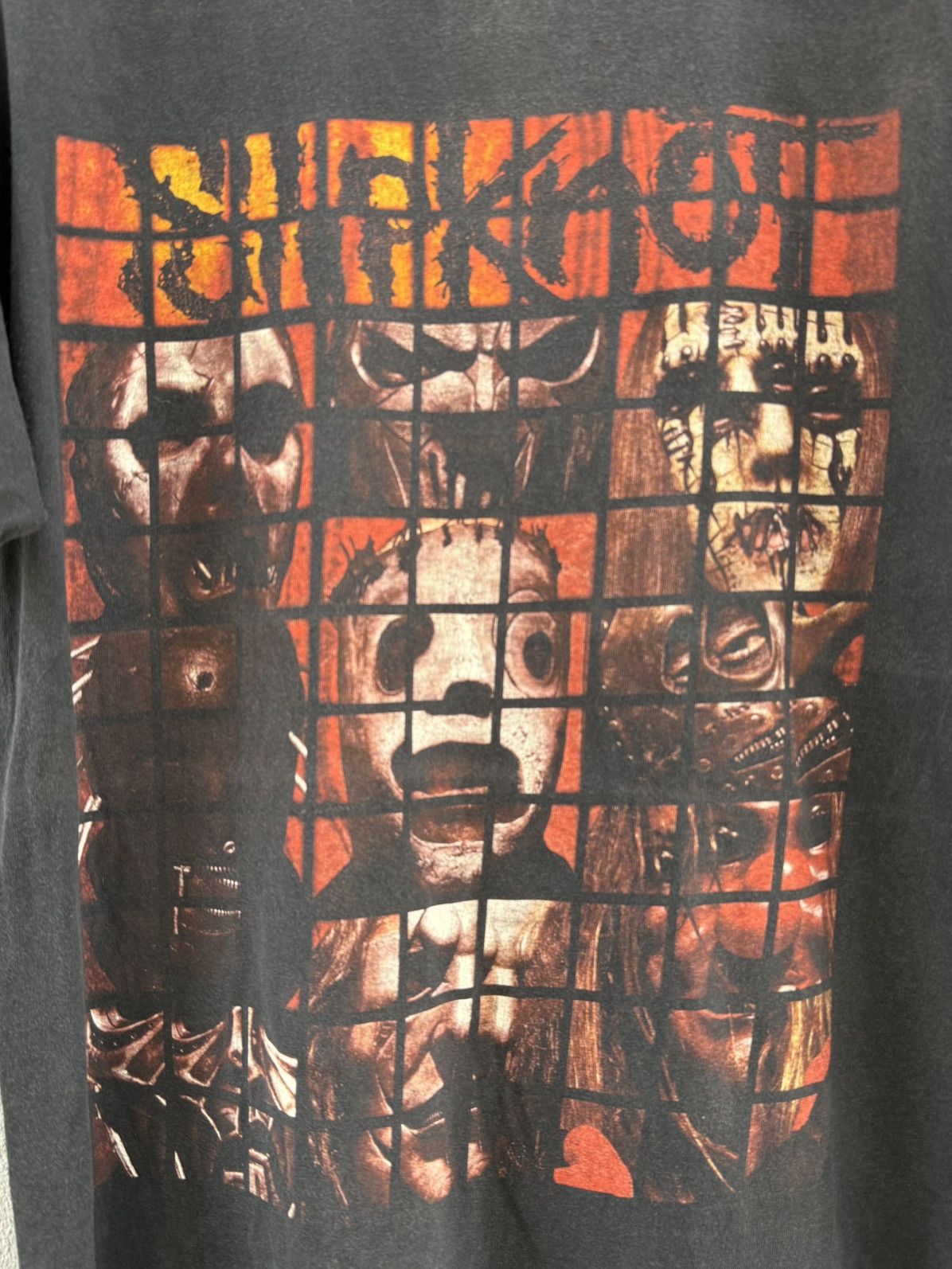 Band Tees Thrashed Vintage Slipknot Heavy Metal Faded Grunge Tee Size US L / EU 52-54 / 3 - 3 Thumbnail