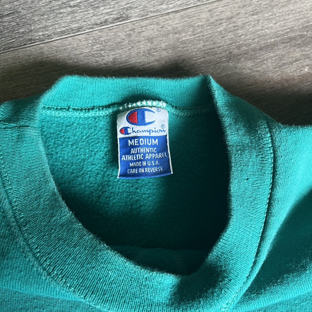 Champion Vintage 1990s Champion Basic Small Logo Turquoise Crewneck Size US M / EU 48-50 / 2 - 4 Thumbnail